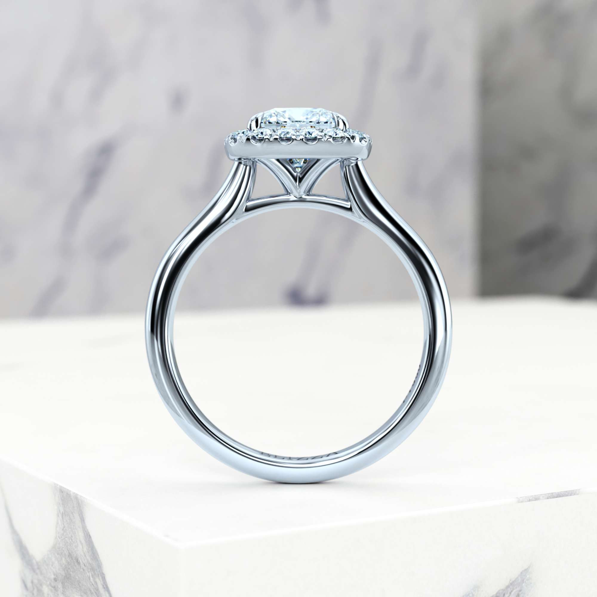 Engagement ring Effie Square Cushion | Square cushion | Platinum | Natural | EZA Certified | 0.20ct SI1 H 5