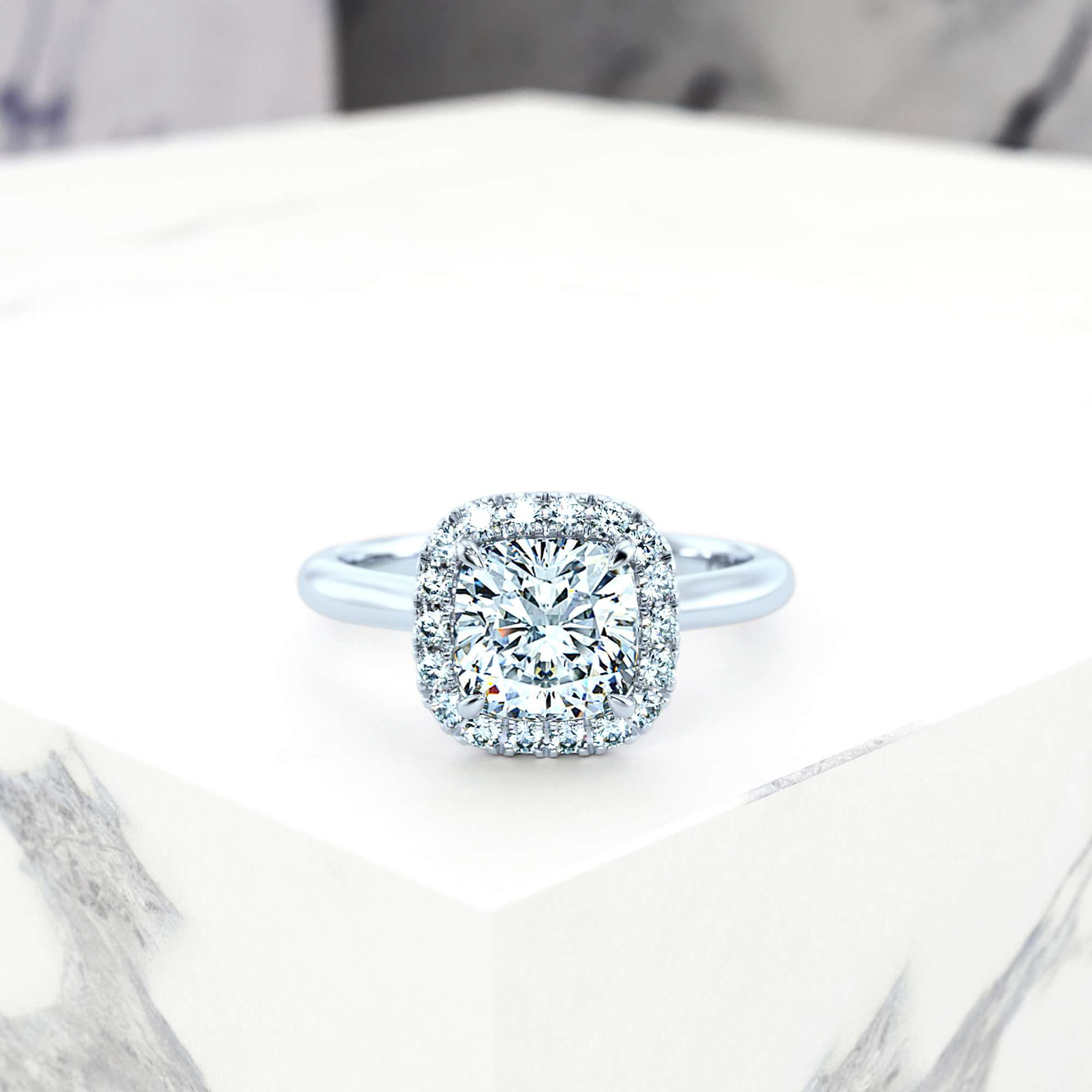 Engagement ring Effie Square Cushion | Square cushion | Platinum | Natural | EZA Certified | 0.20ct SI1 H 2
