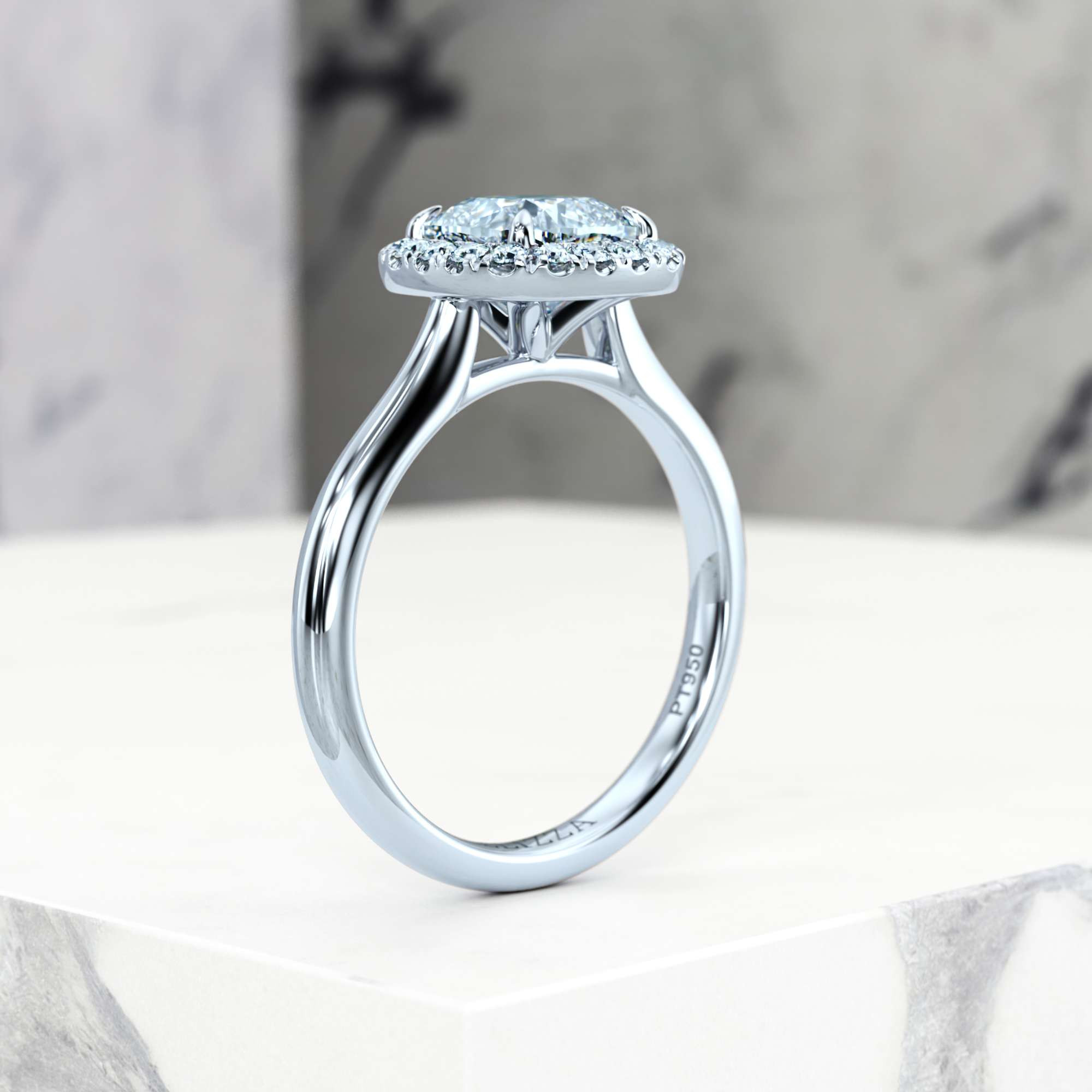 Engagement ring Effie Square Cushion | Square cushion | Platinum | Natural | EZA Certified | 0.20ct SI1 H 8