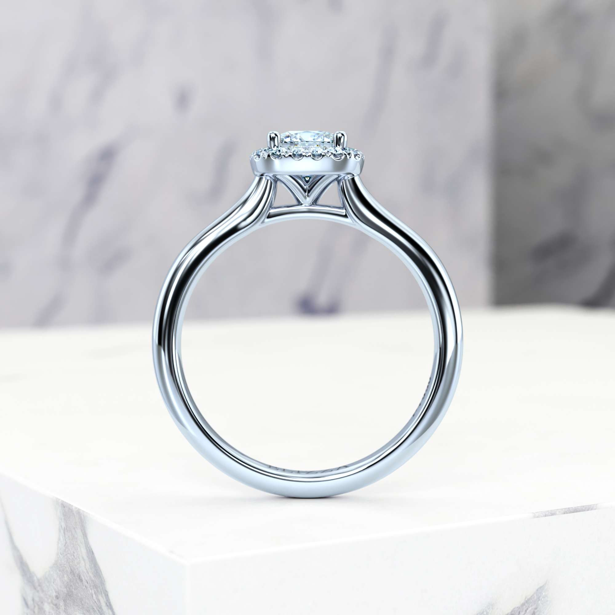 Engagement ring Effie Square Cushion | Square cushion | Platinum | Natural | EZA Certified | 0.20ct SI1 H 4