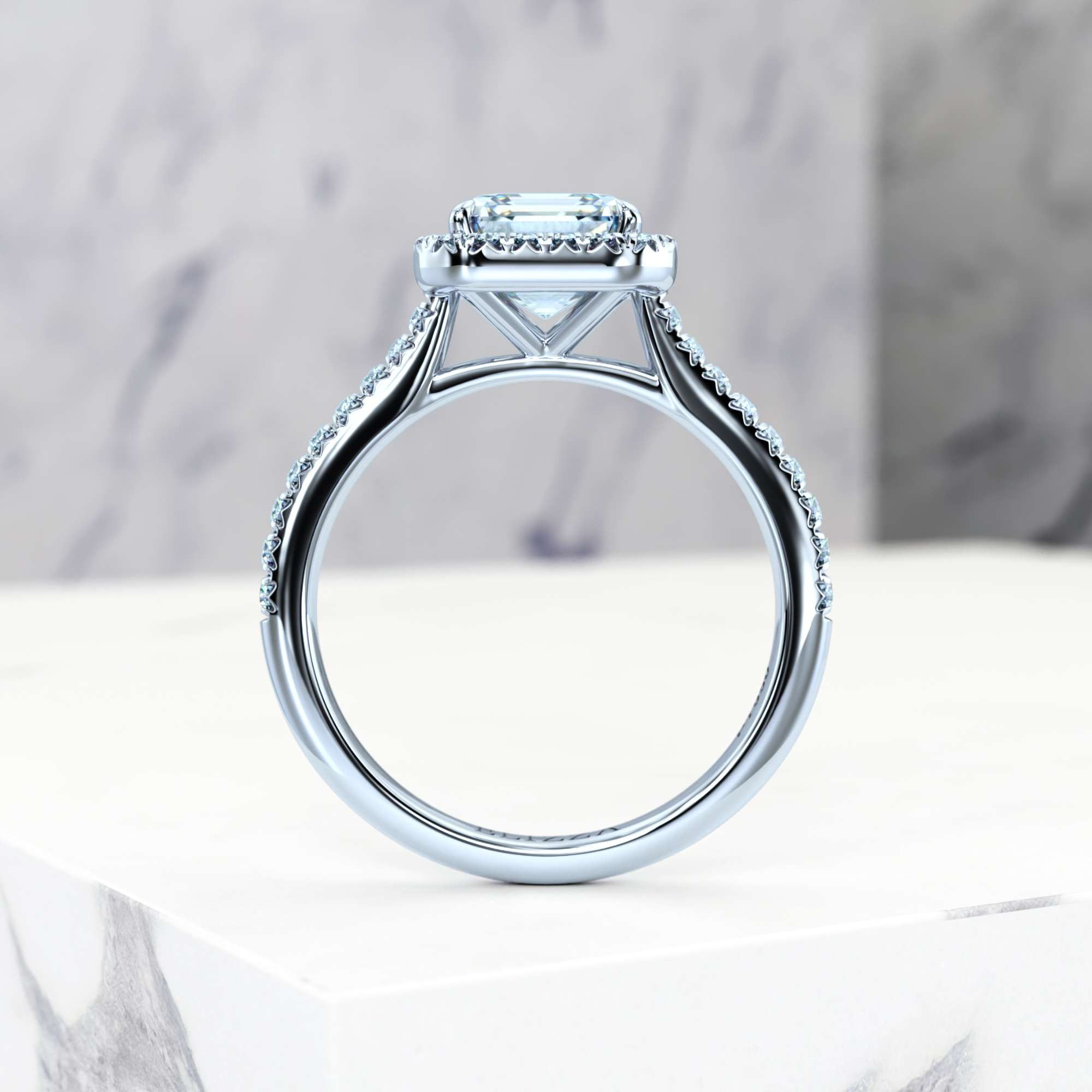 Bague de fiançailles Elena Asscher | GIA Certified | Diamant naturel | Asscher | Platine | 0.30ct SI1 H | 4