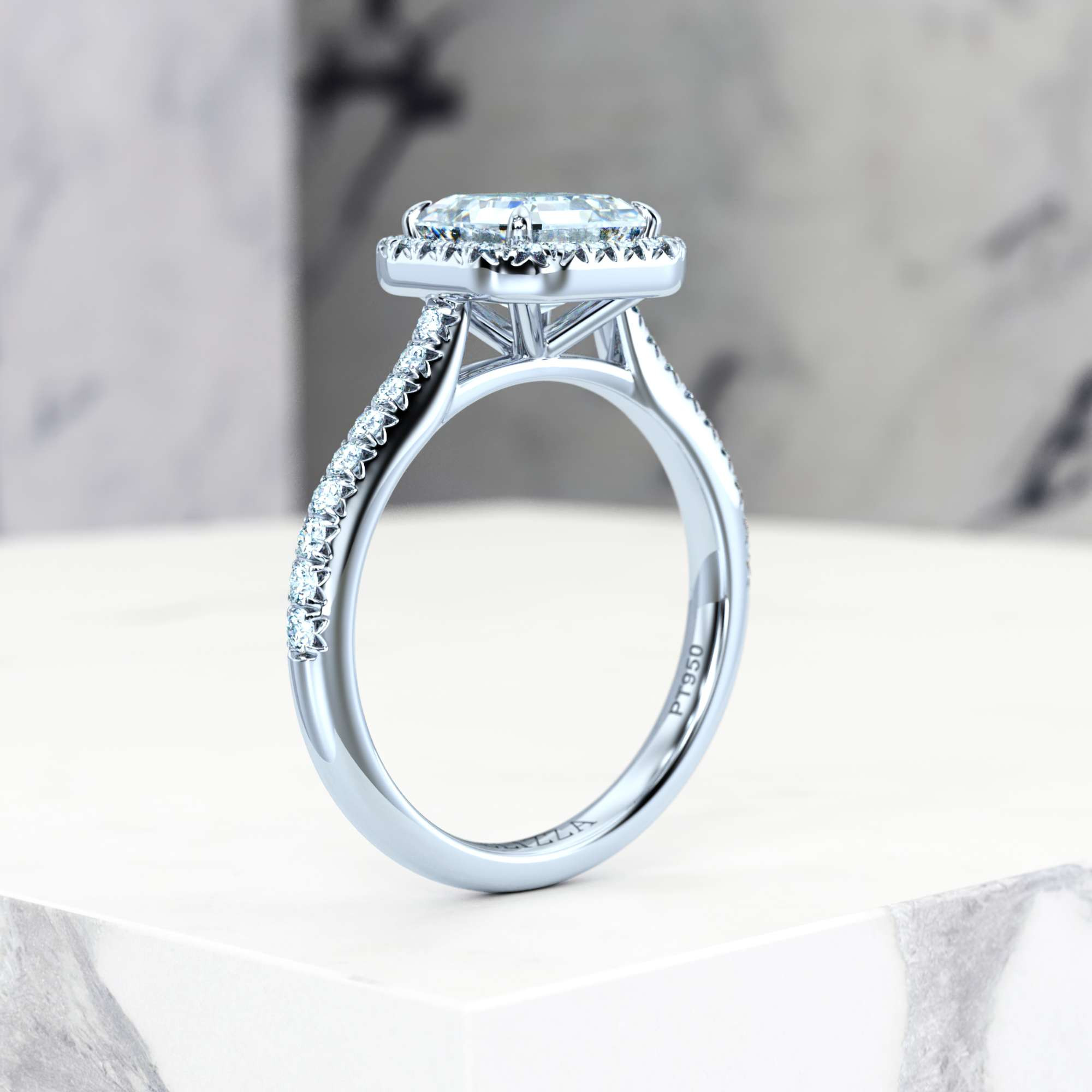 Engagement ring Elena Asscher | Asscher | Platinum | Natural | GIA Certified | 0.30ct SI1 H 6