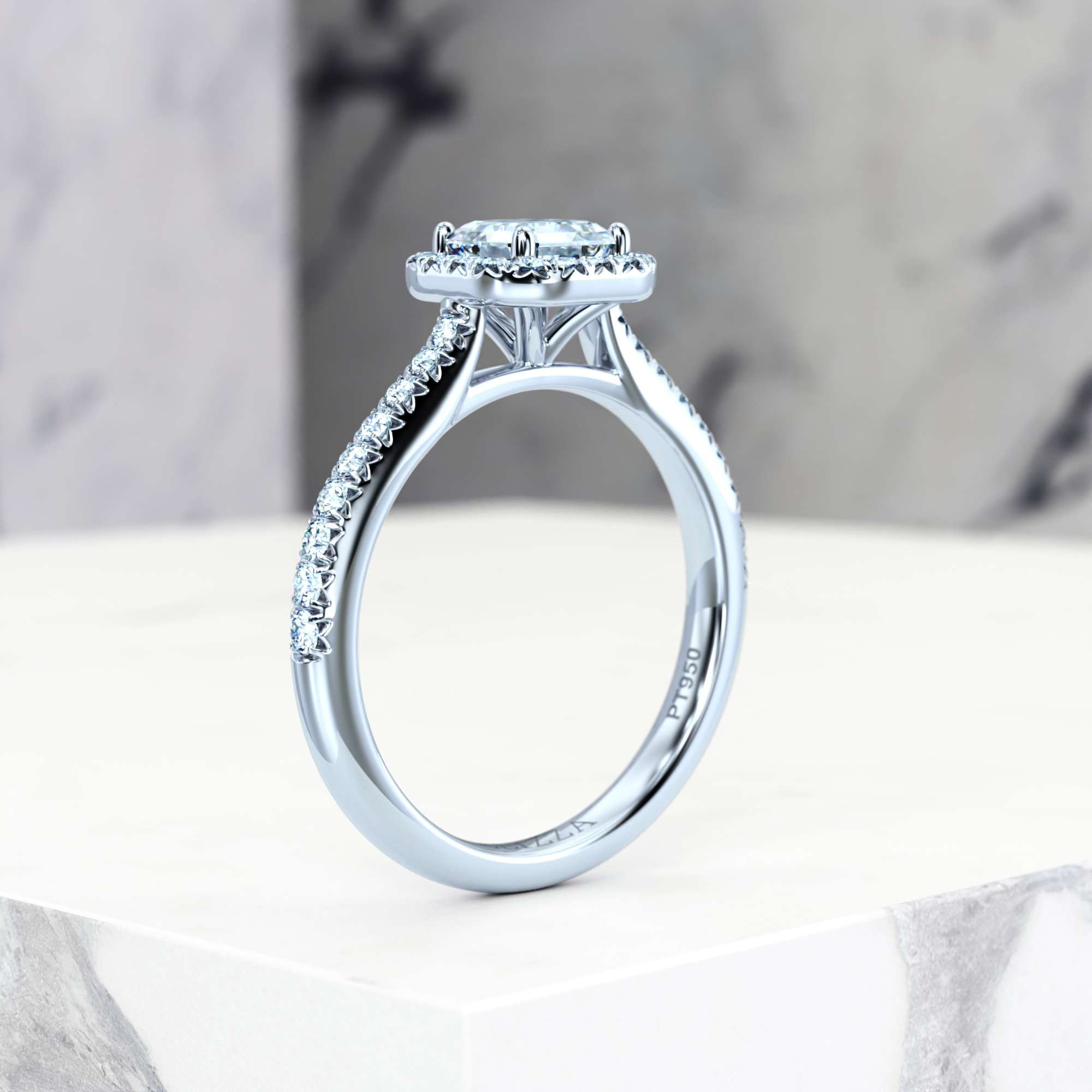 Bague de fiançailles Elena Asscher | GIA Certified | Diamant naturel | Asscher | Platine | 0.30ct SI1 H | 5