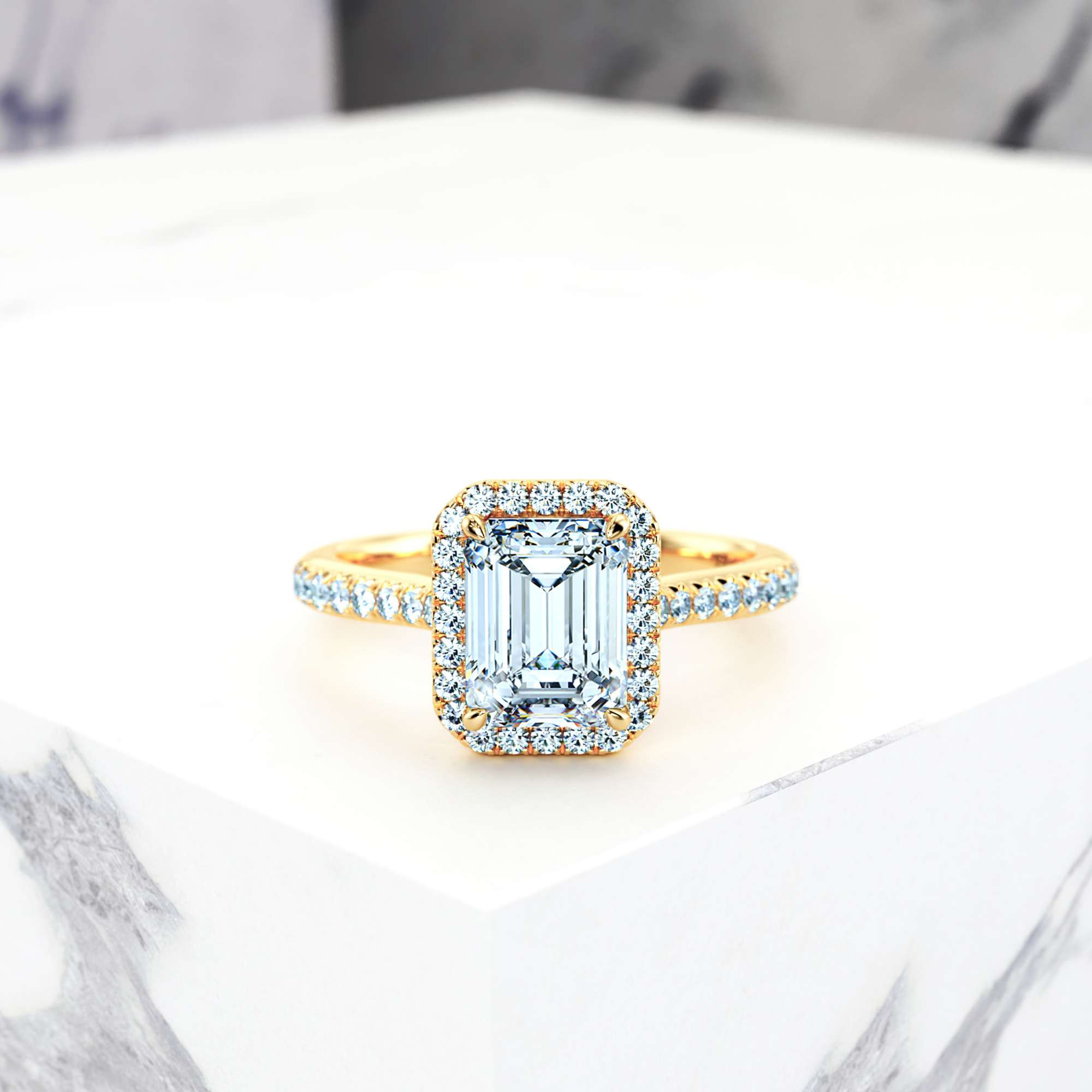 Engagement ring Elena Emerald | Emerald | 14K Yellow gold | Natural | EZA Certified | 0.20ct VS2 G 2