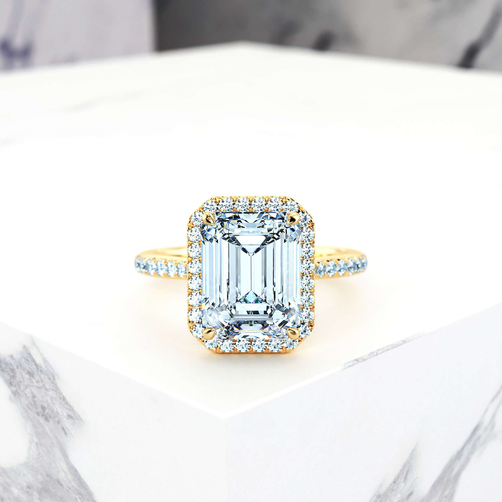Engagement ring Elena Emerald | Emerald | 14K Yellow gold | Natural | EZA Certified | 0.20ct VS2 G 3