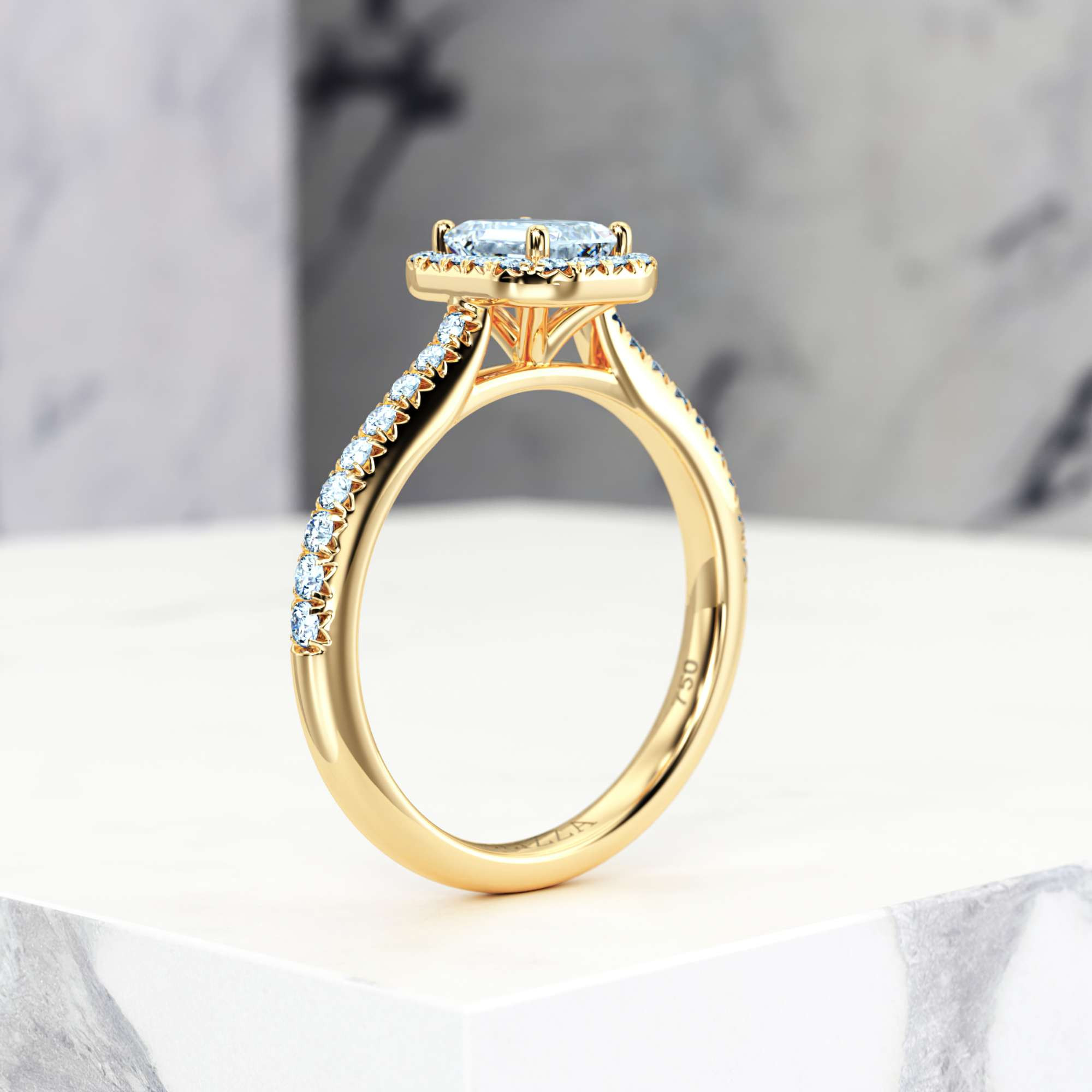 Engagement ring Elena Emerald | Emerald | 14K Yellow gold | Natural | EZA Certified | 0.20ct VS2 G 7