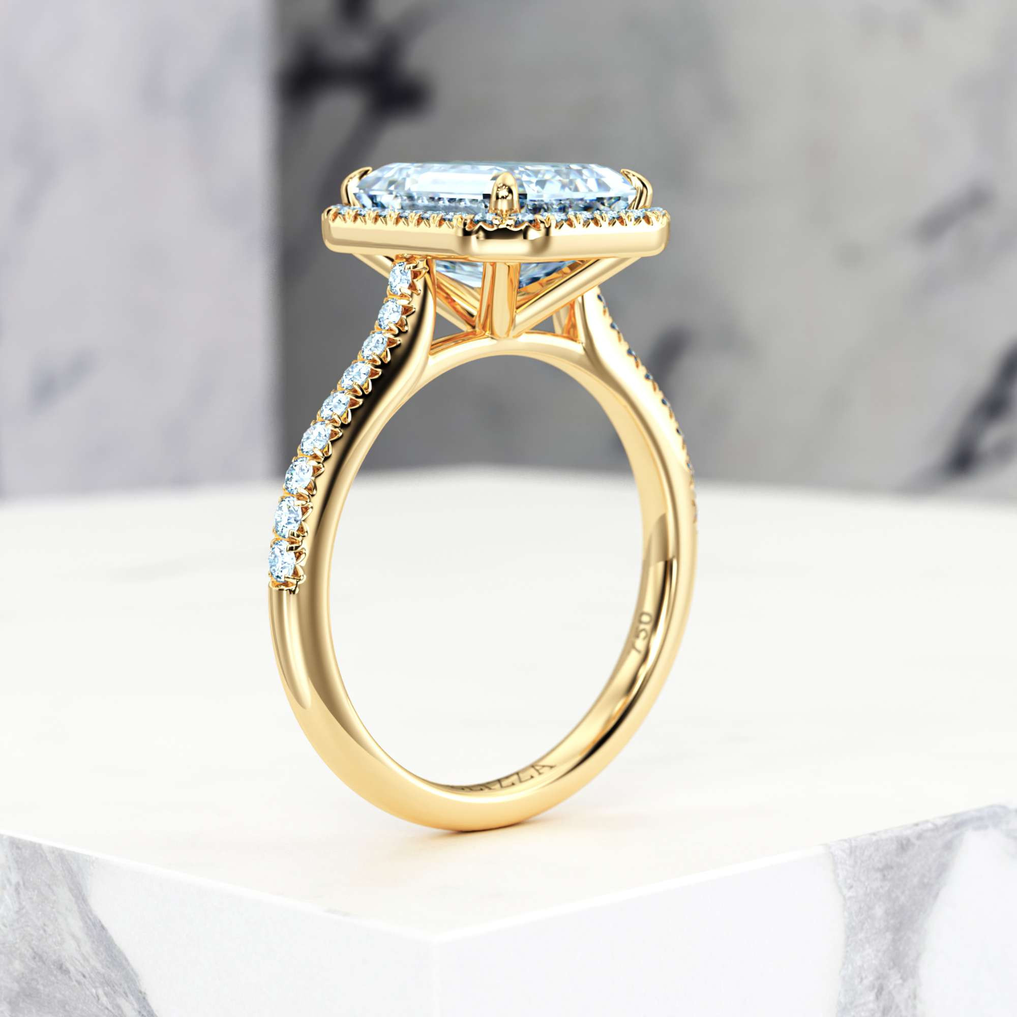 Engagement ring Elena Emerald | Emerald | 14K Yellow gold | Natural | EZA Certified | 0.20ct VS2 G 9