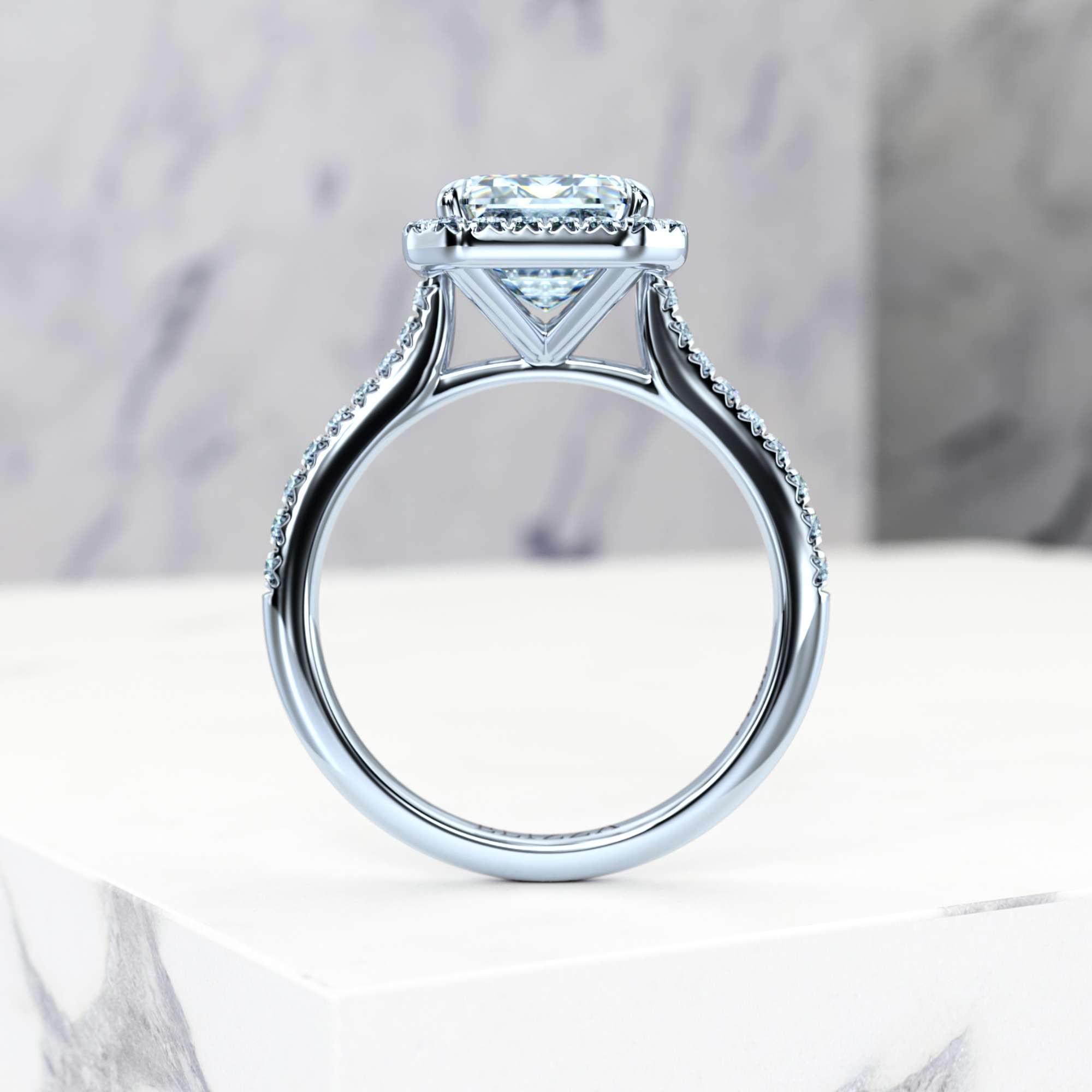 Engagement ring Elena Emerald | Emerald | Platinum | Natural | GIA Certified | 0.30ct SI1 H 6