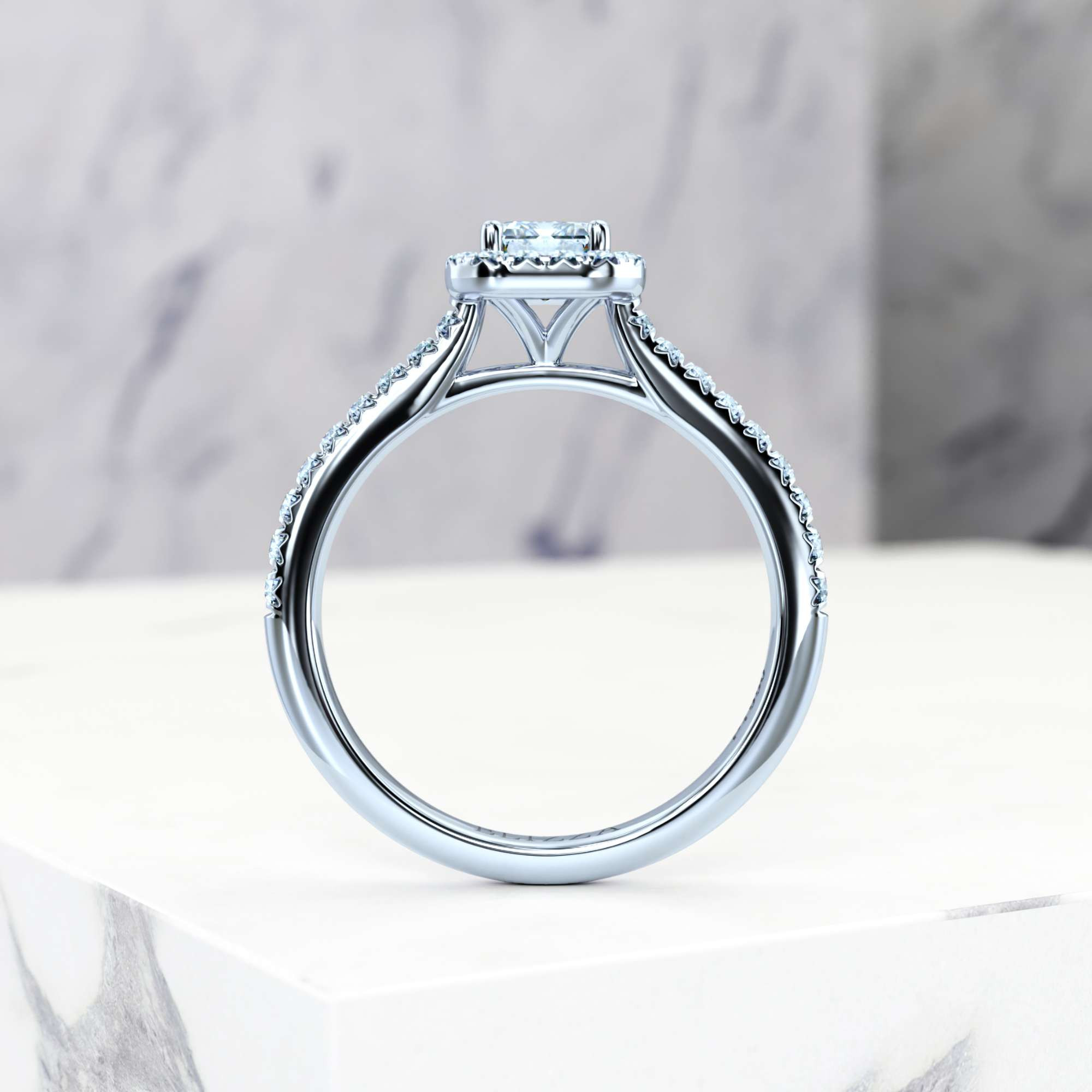Engagement ring Elena Emerald | Emerald | Platinum | Natural | GIA Certified | 0.30ct SI1 H 4