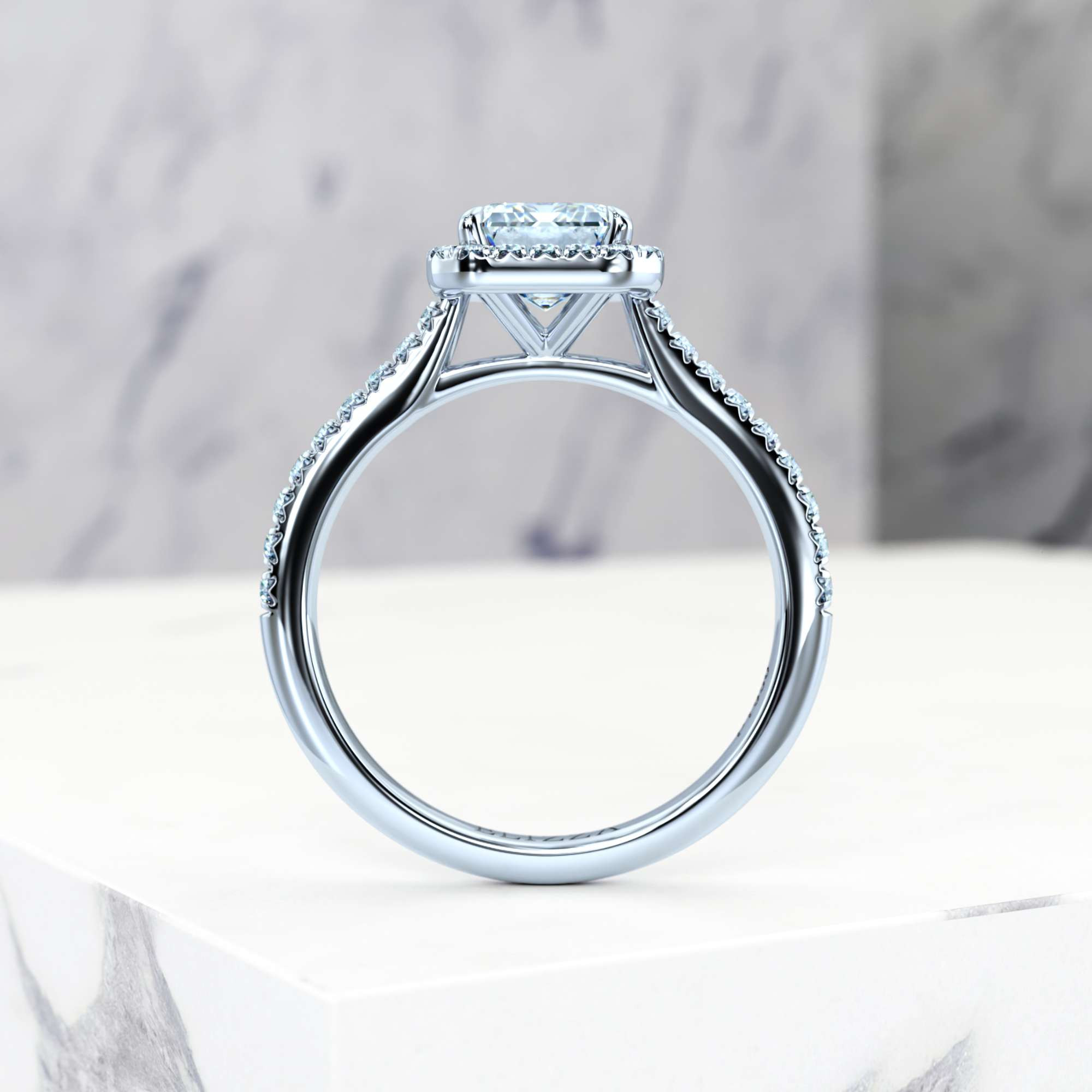 Engagement ring Elena Emerald | Emerald | Platinum | Natural | GIA Certified | 0.30ct SI1 H 5