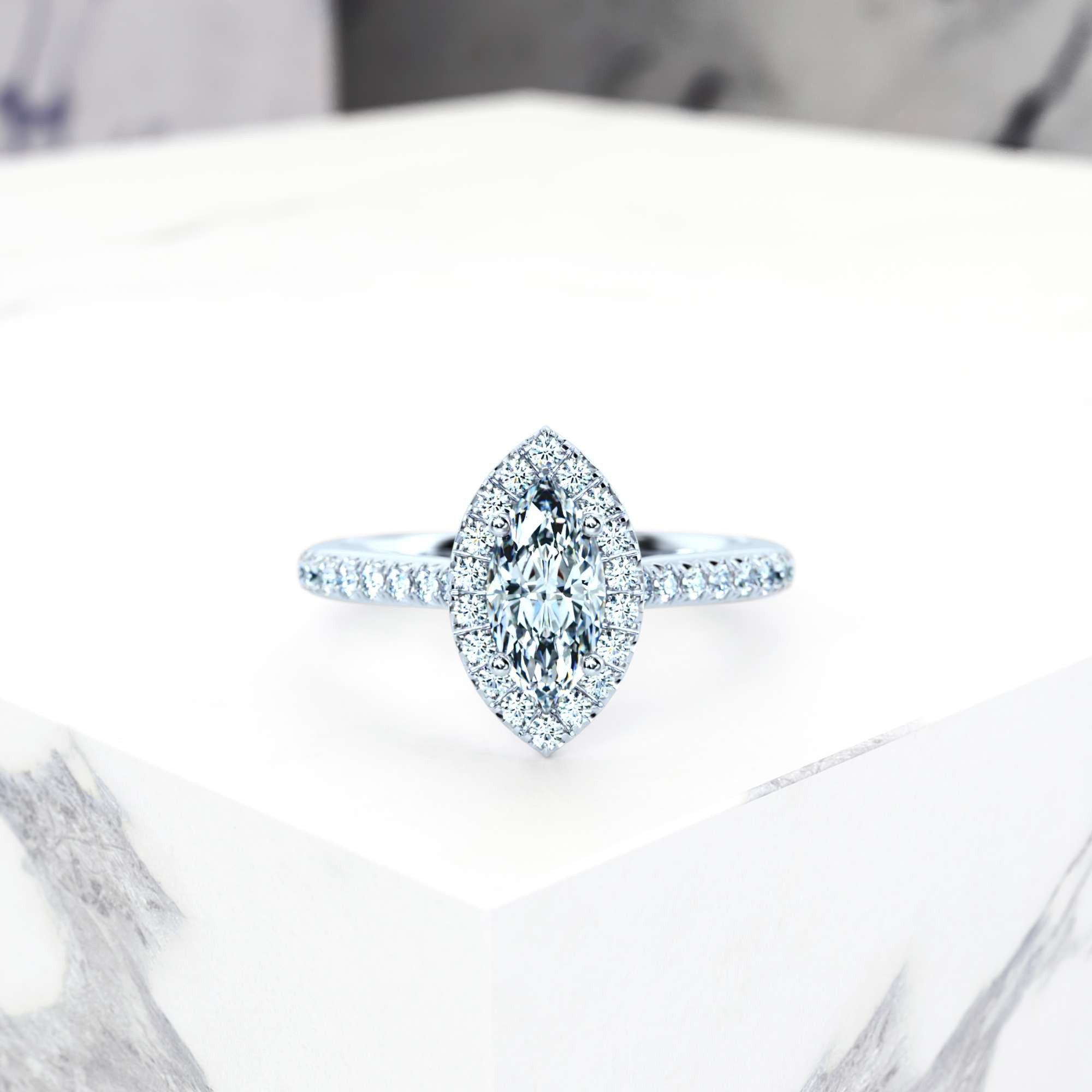Engagement ring Elena Marquise | GIA Certified | Natural diamond | Marquise | Platinum | 0.30ct SI1 H | 1