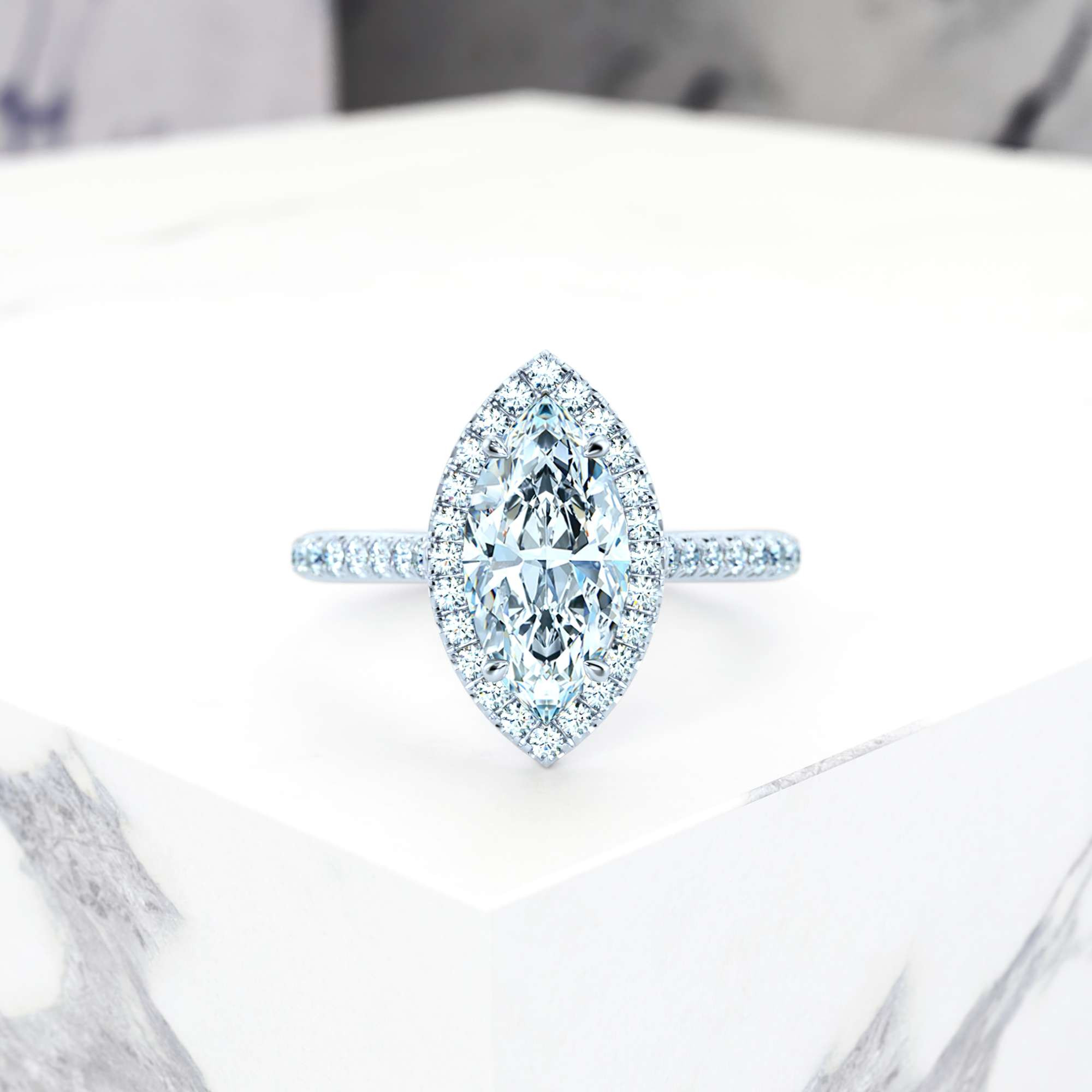 Engagement ring Elena Marquise | GIA Certified | Natural diamond | Marquise | Platinum | 0.30ct SI1 H | 2