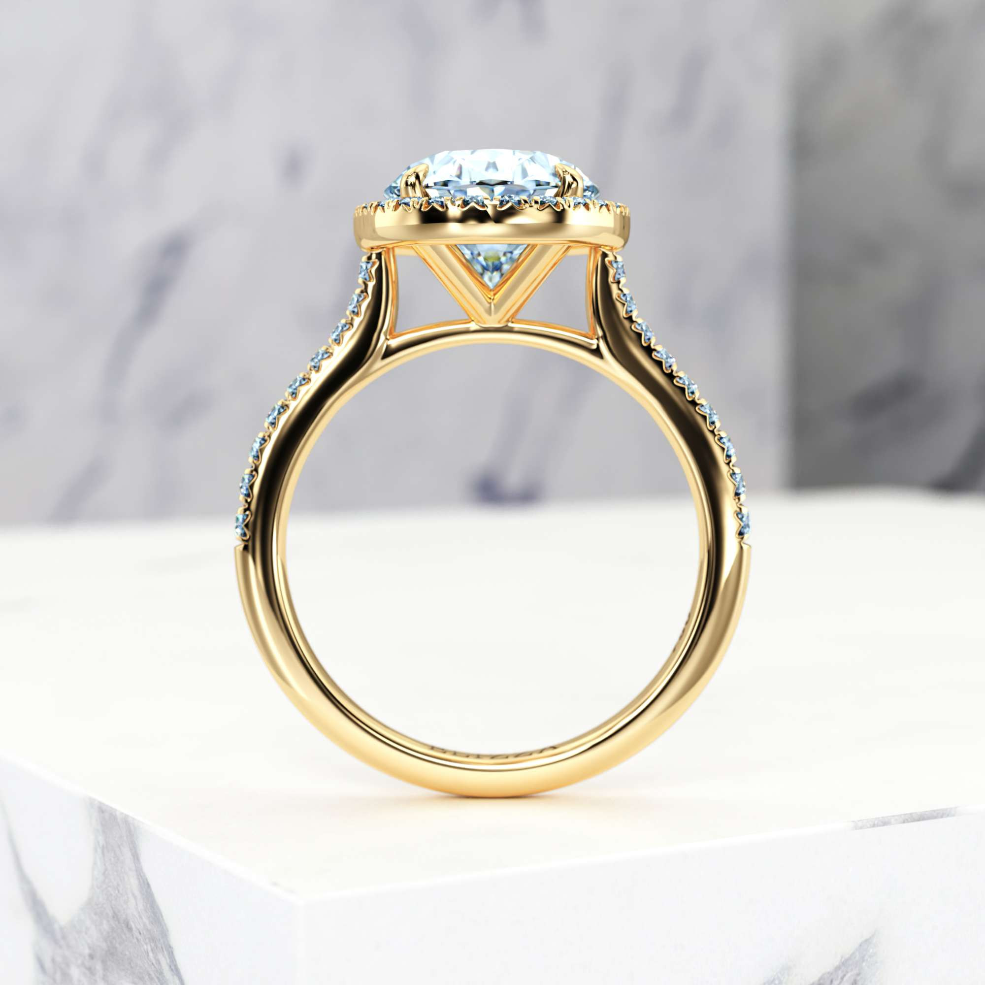 Engagement ring Elena Oval | Oval | 14K Yellow gold | Natural | GIA Certified | 0.30ct SI1 H 6