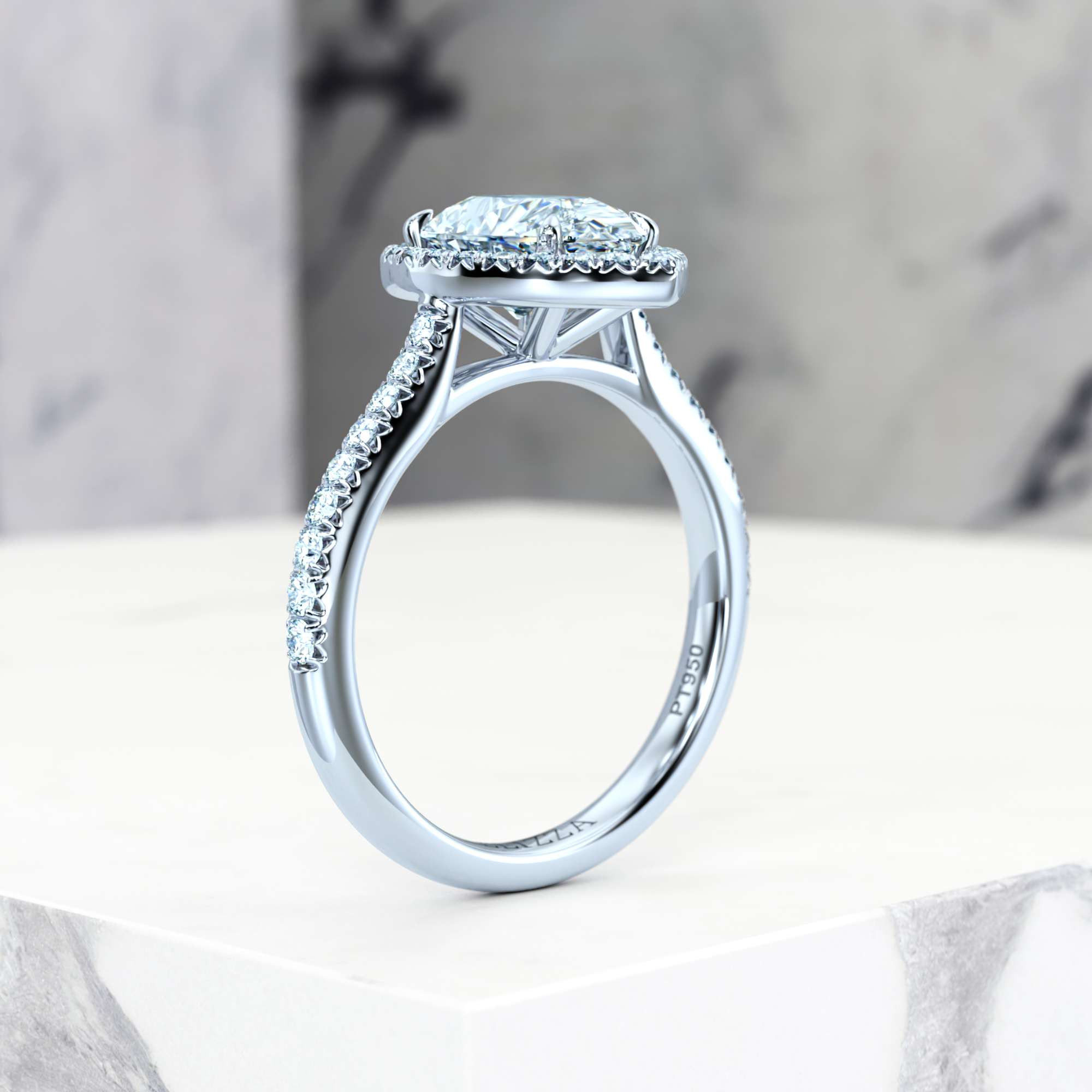 Bague de fiançailles Elena Pear | GIA Certified | Diamant naturel | Poire | Platine | 0.30ct SI1 H | 8