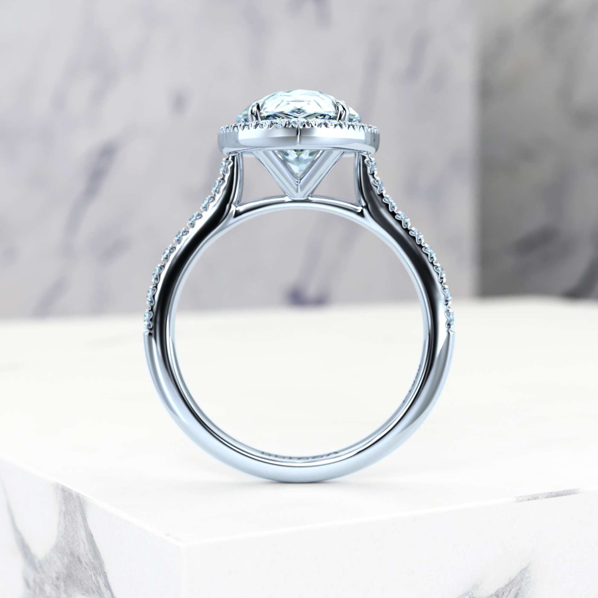 Bague de fiançailles Elena Pear | GIA Certified | Diamant naturel | Poire | Platine | 0.30ct SI1 H | 6