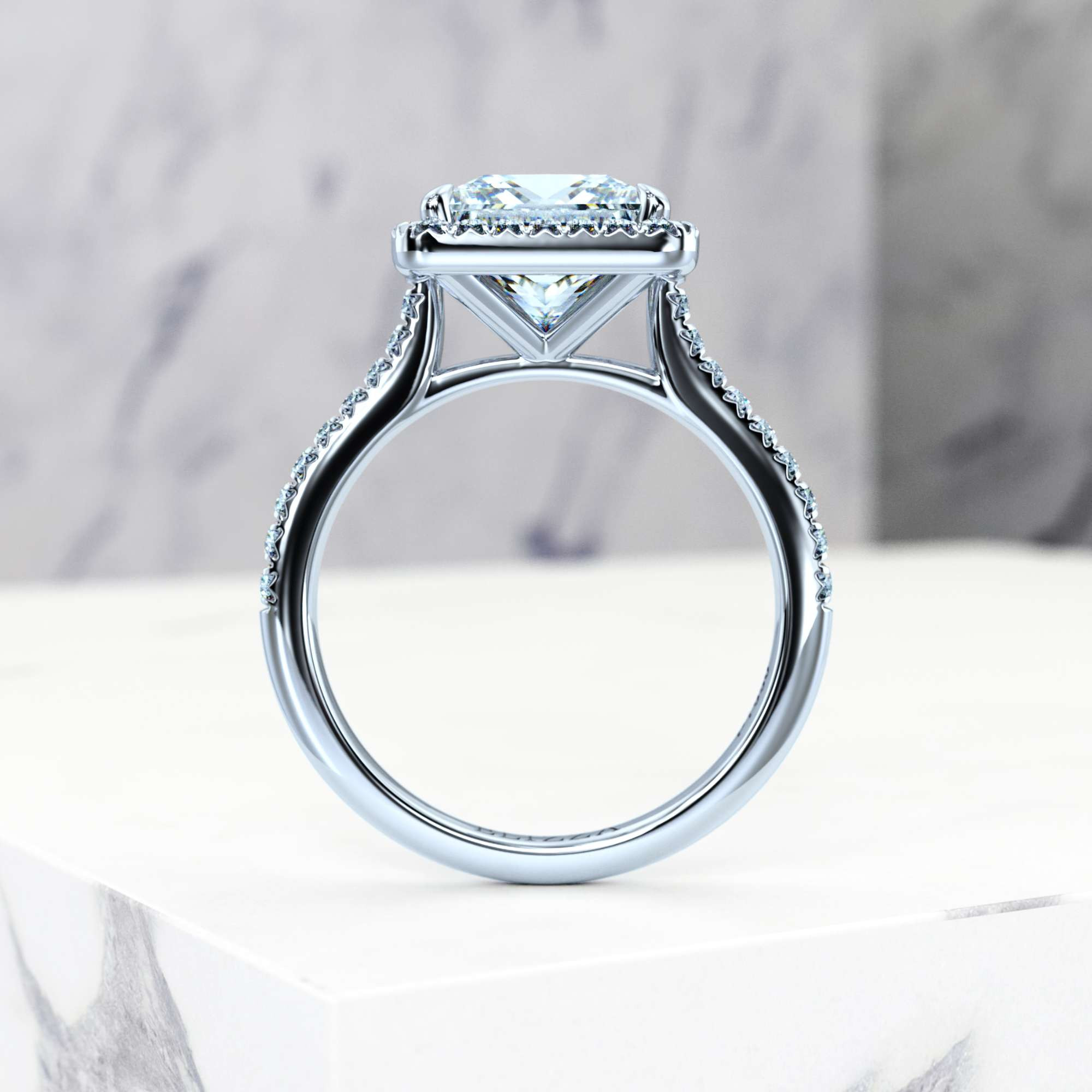 Engagement ring Elena Princess | Princess | Platinum | Natural | EZA Certified | 0.20ct SI1 H 2