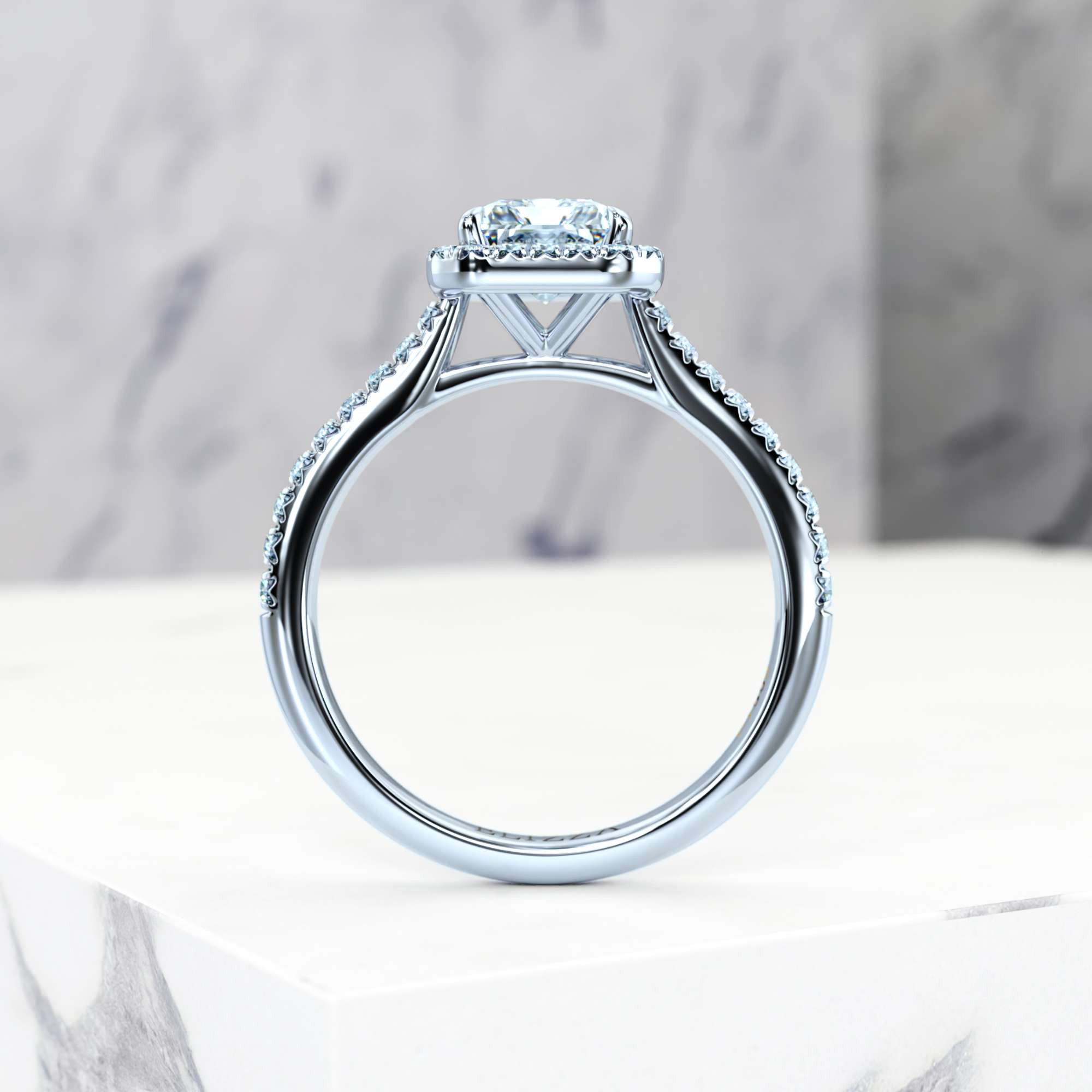 Engagement ring Elena Radiant | Radiant | Platinum | Natural | GIA Certified | 0.30ct SI1 H 4