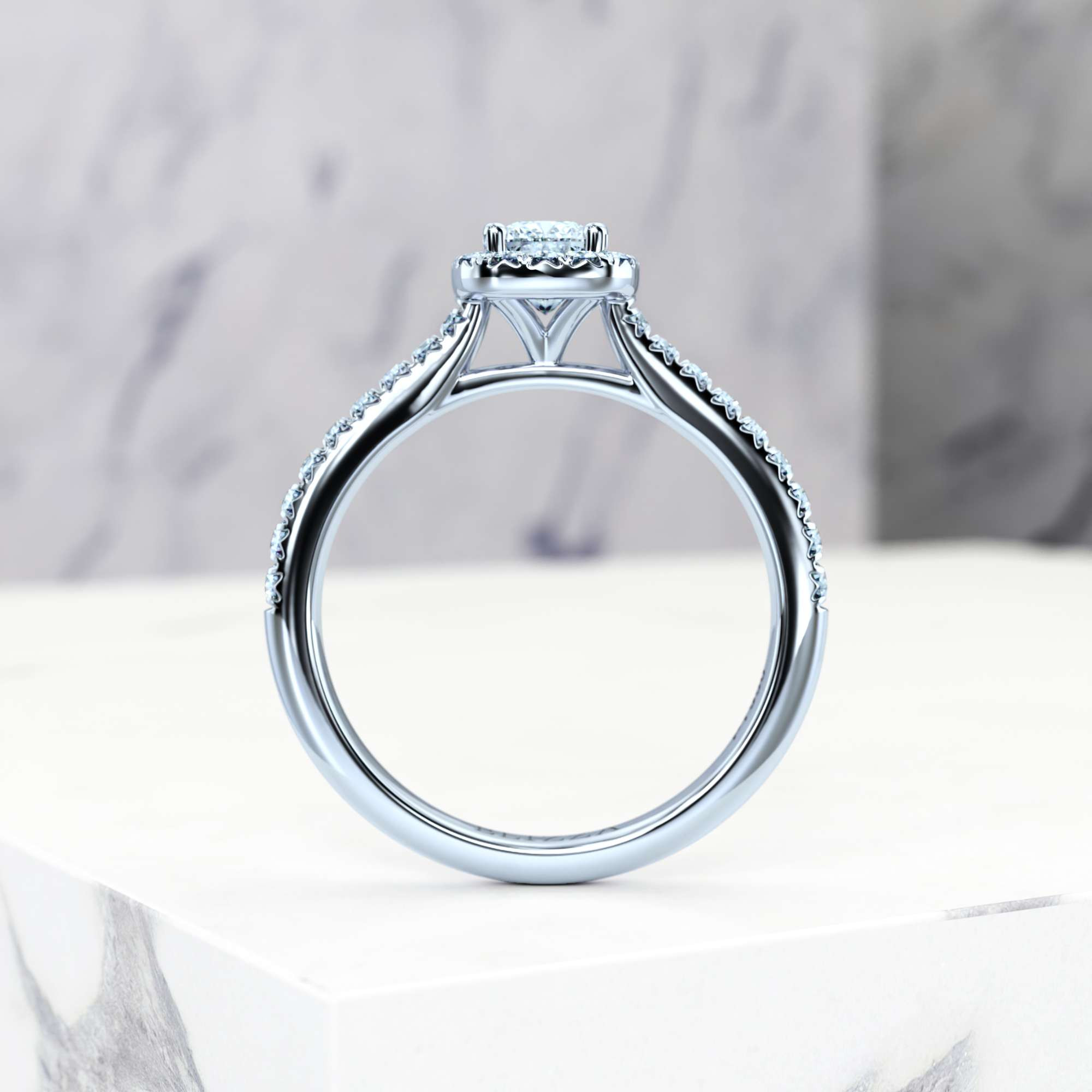 Verlobungsring Elena Rectangle Cushion | GIA Certified | Natürlicher Diamant | Rectangle cushion | Platin | 0.30ct SI1 H | 3