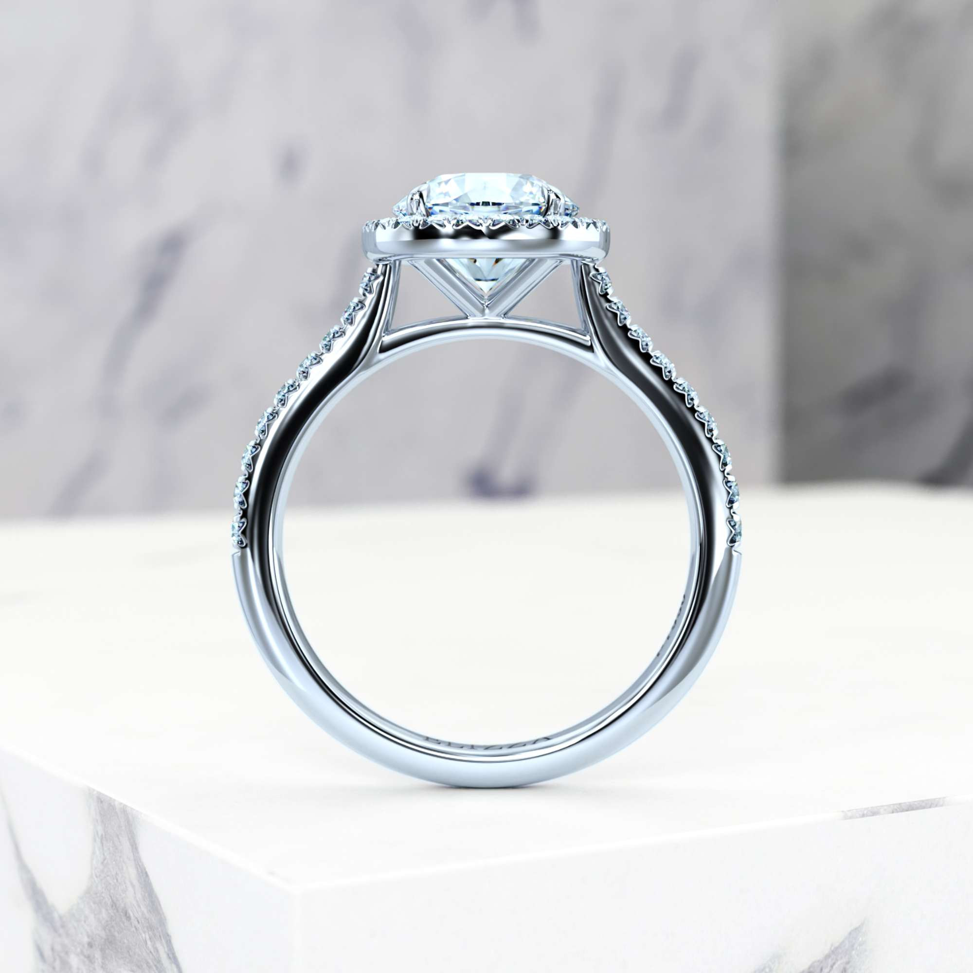 Engagement ring Elena Round | Round | 18K White Gold | Natural | EZA Certified | 0.10ct VS2 G 5