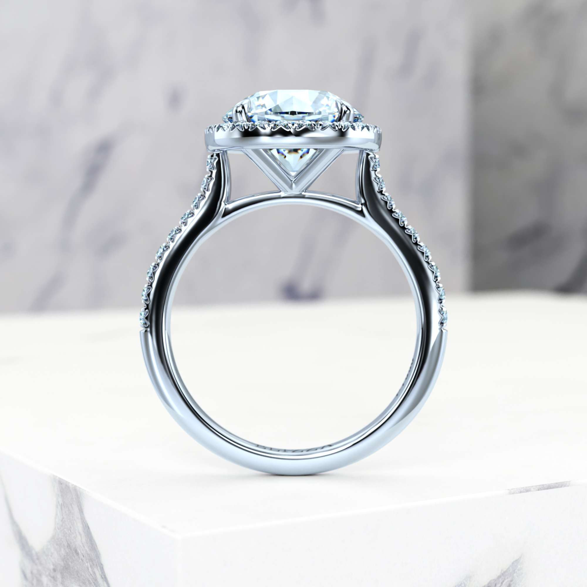 Engagement ring Elena Round | Round | 18K White Gold | Natural | EZA Certified | 0.10ct VS2 G 6