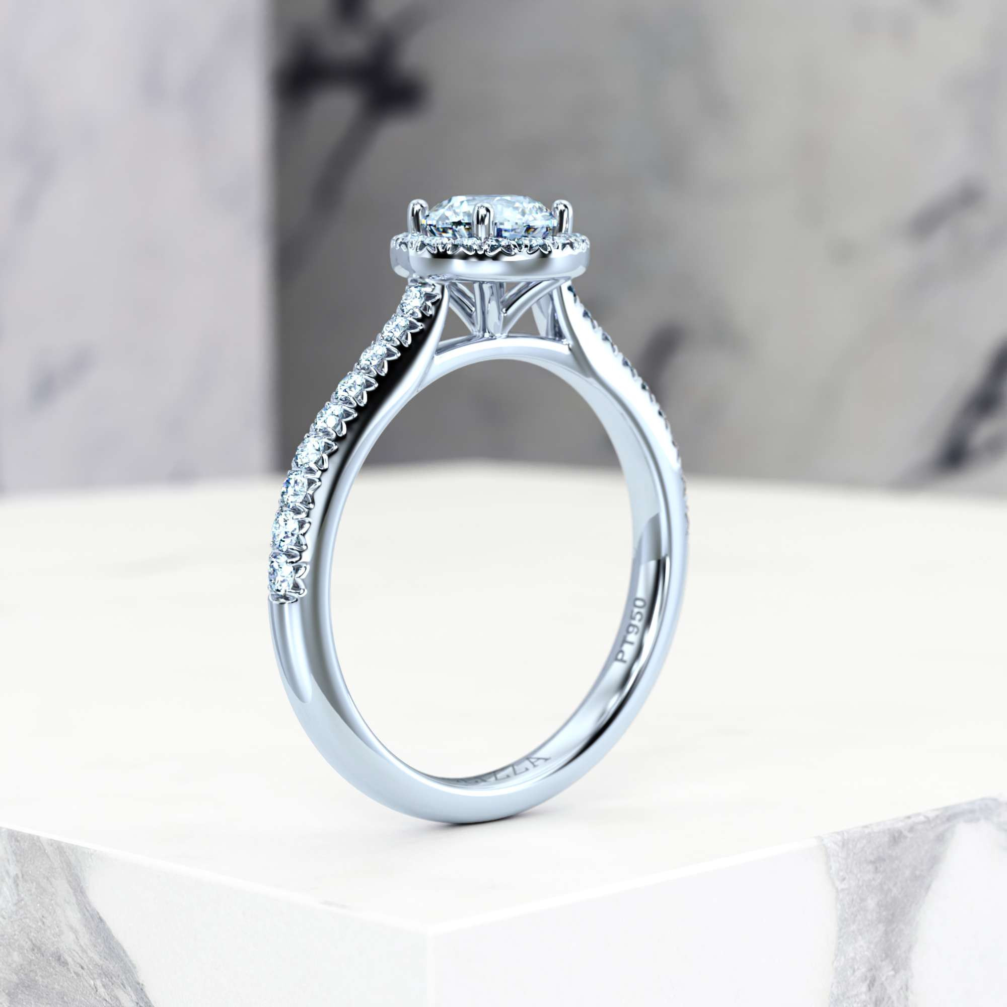 Engagement ring Elena Round | Platinum | Round | Natural | EZA Certified | 0.10ct SI1 H 7