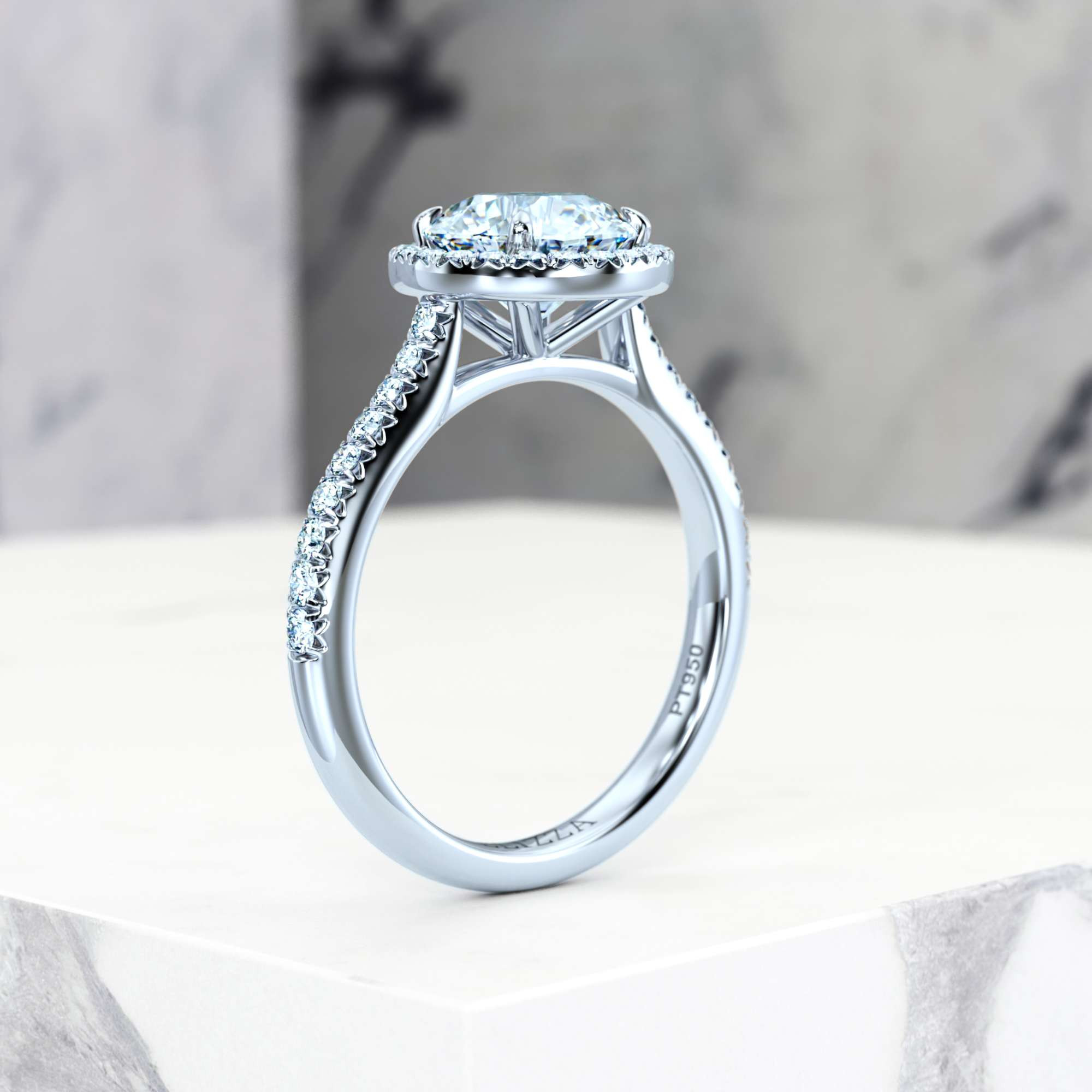 Engagement ring Elena Round | Platinum | Round | Natural | EZA Certified | 0.10ct SI1 H 8