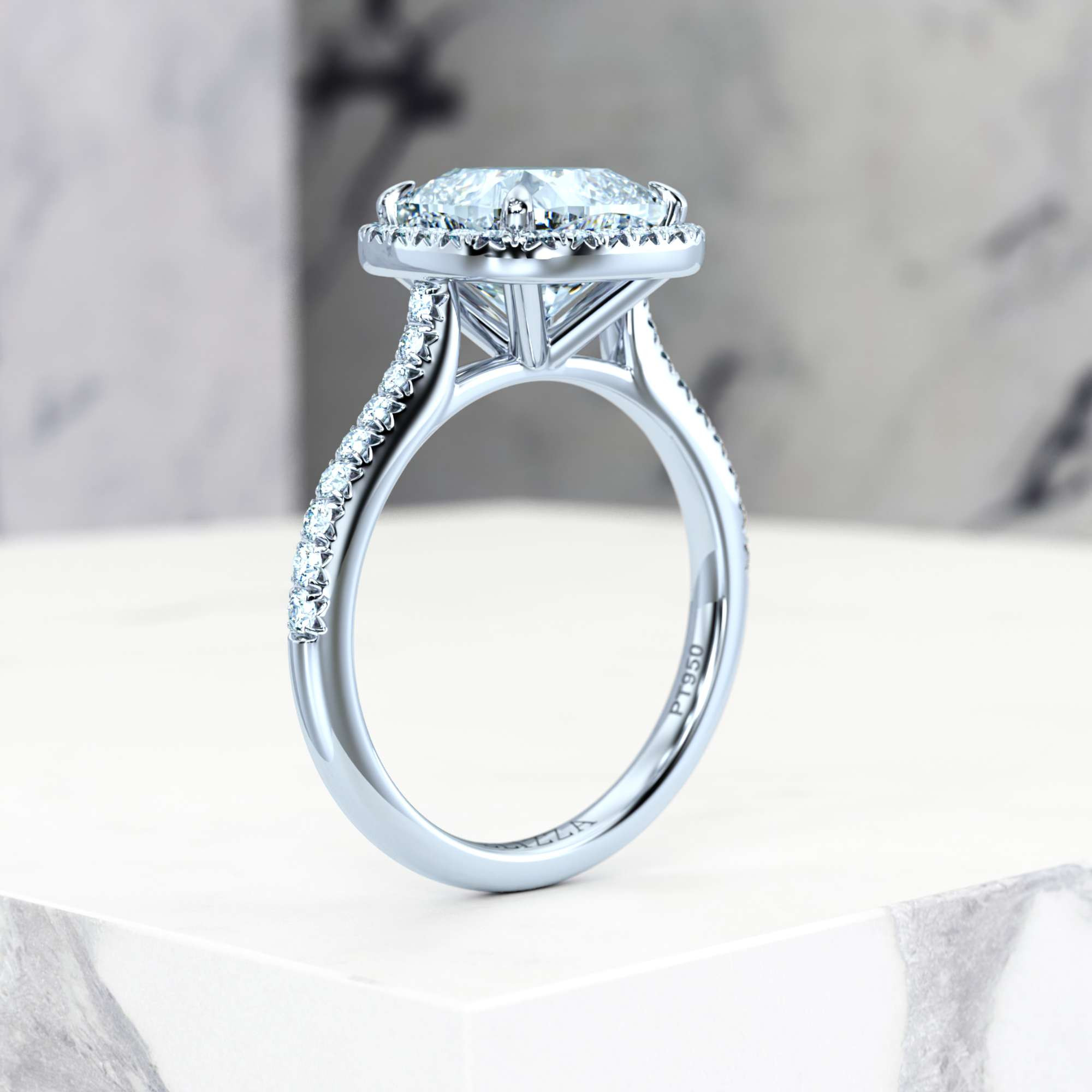 Engagement ring Elena Square Cushion | Square cushion | Platinum | Natural | GIA Certified | 0.30ct SI1 H 9