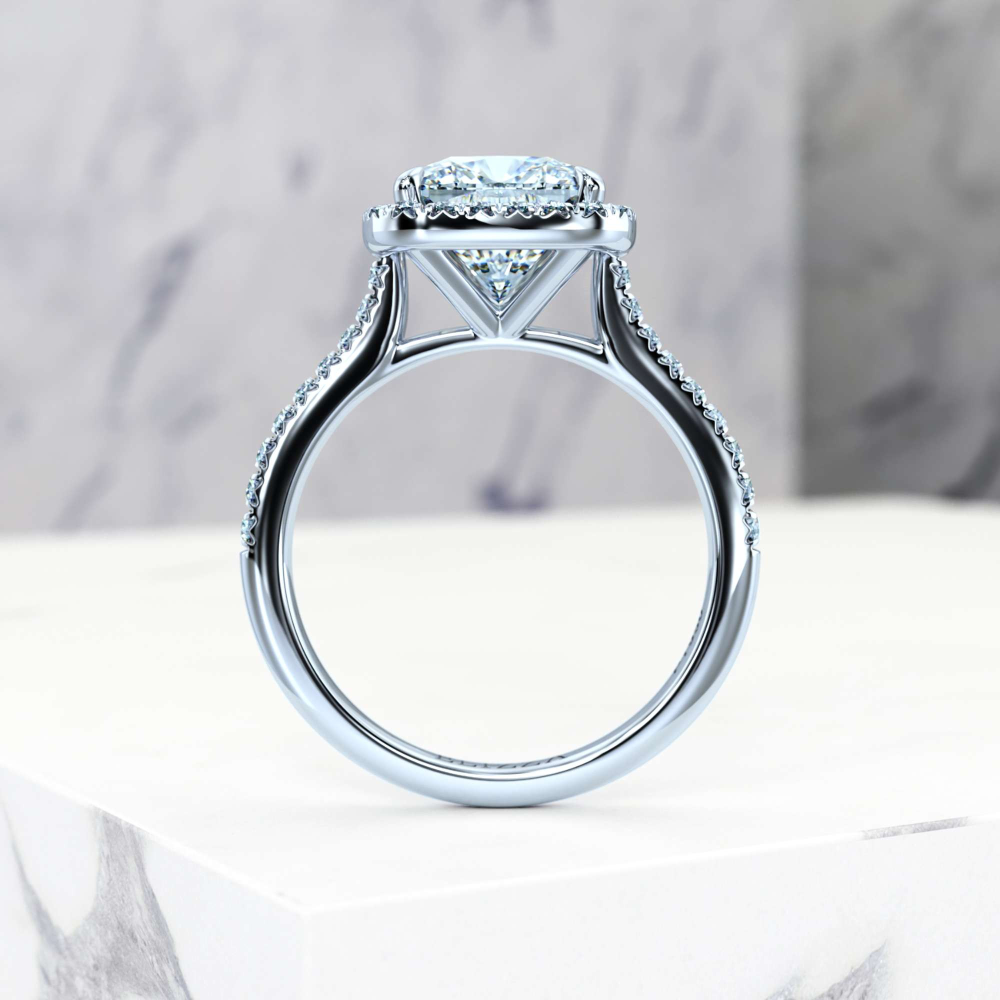 Engagement ring Elena Square Cushion | Square cushion | Platinum | Natural | GIA Certified | 0.30ct SI1 H 6
