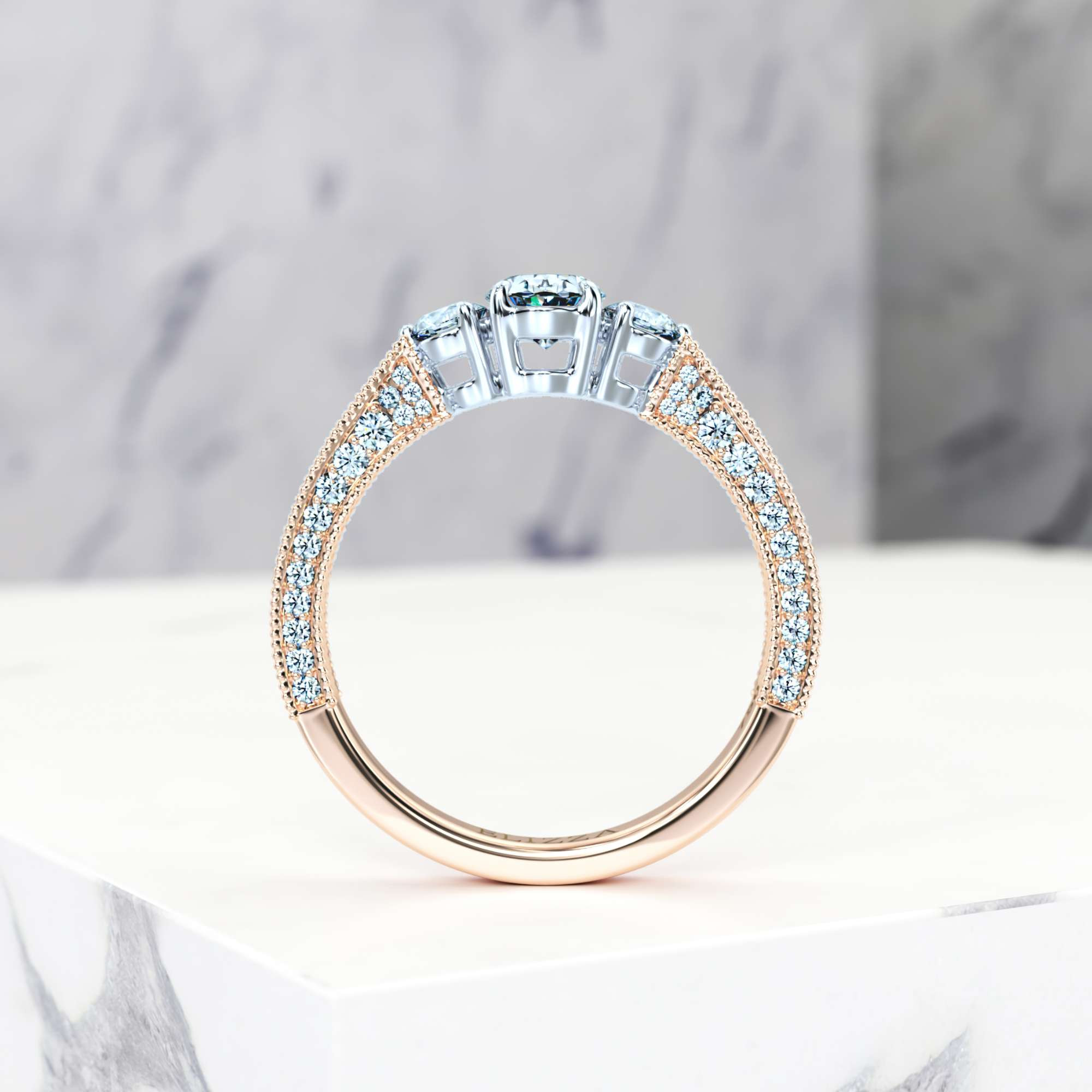 Verlobungsring Elise Oval | Oval | 14K Rosé- / Weissgold | Natural | GIA Certified | 0.30ct SI1 H 4