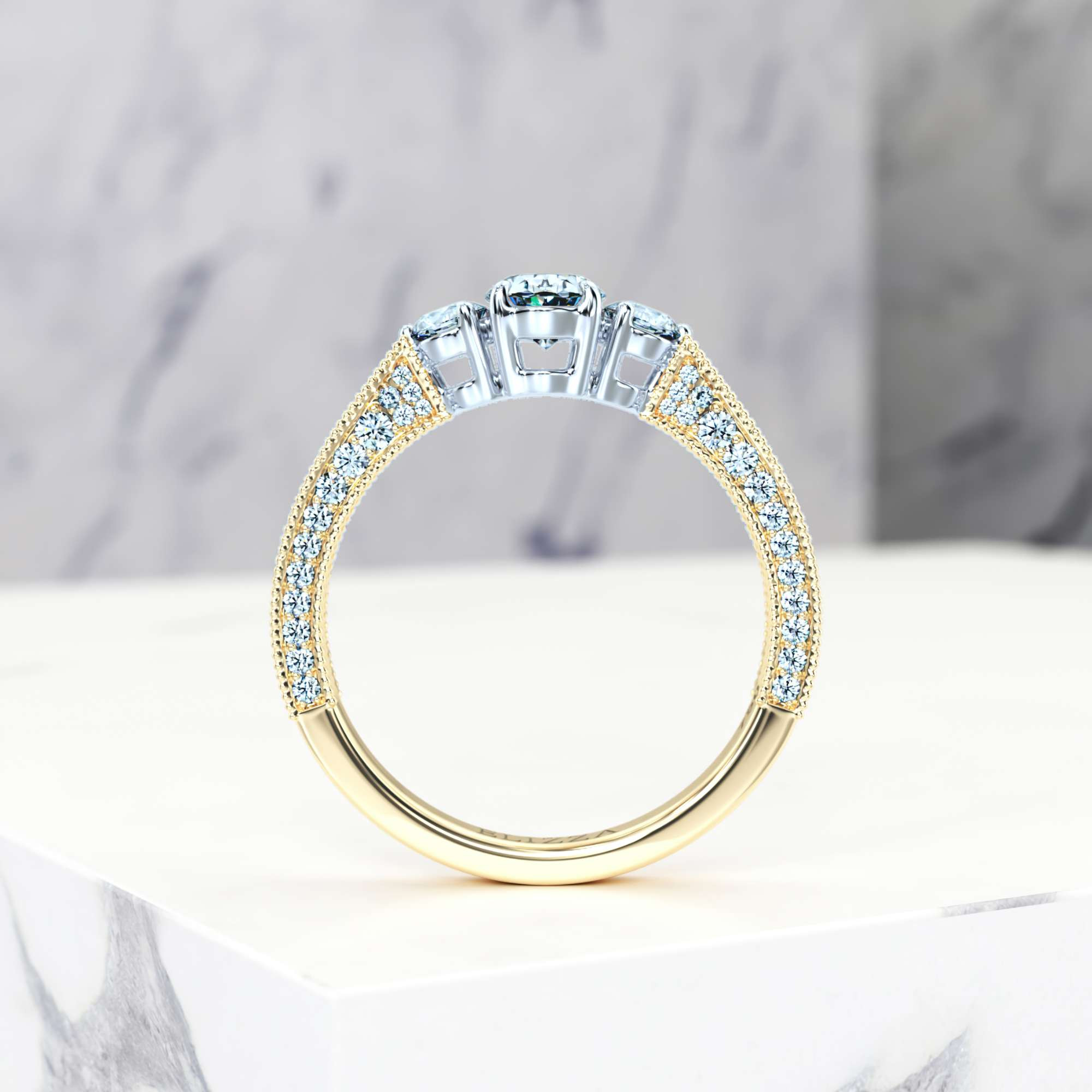 Verlobungsring Elise Oval | Oval | 14K Gelb- / Weissgold | Natural | GIA Certified | 0.30ct SI1 H 4