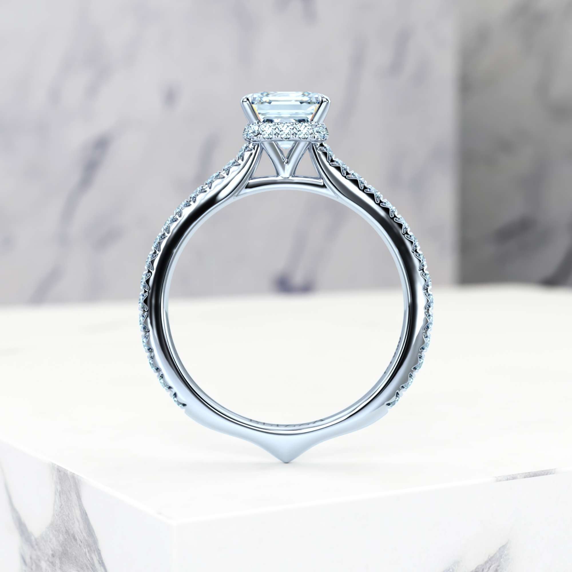Engagement ring Elizabet Asscher | GIA Certified | Natural diamond | Asscher | Platinum | 0.30ct SI1 H | 2
