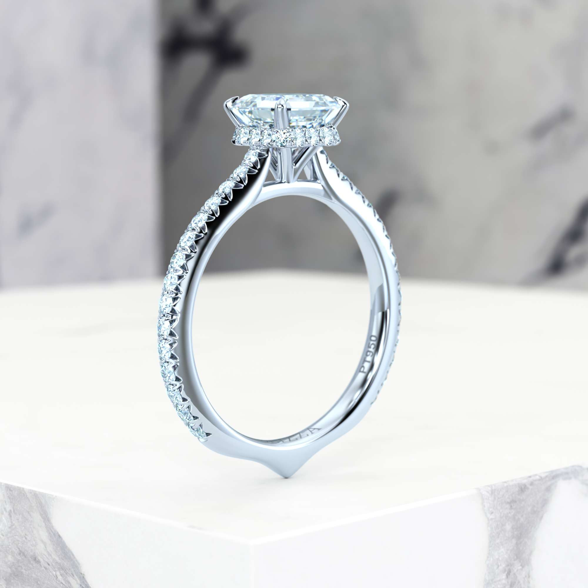 Engagement ring Elizabet Asscher | GIA Certified | Natural diamond | Asscher | Platinum | 0.30ct SI1 H | 3