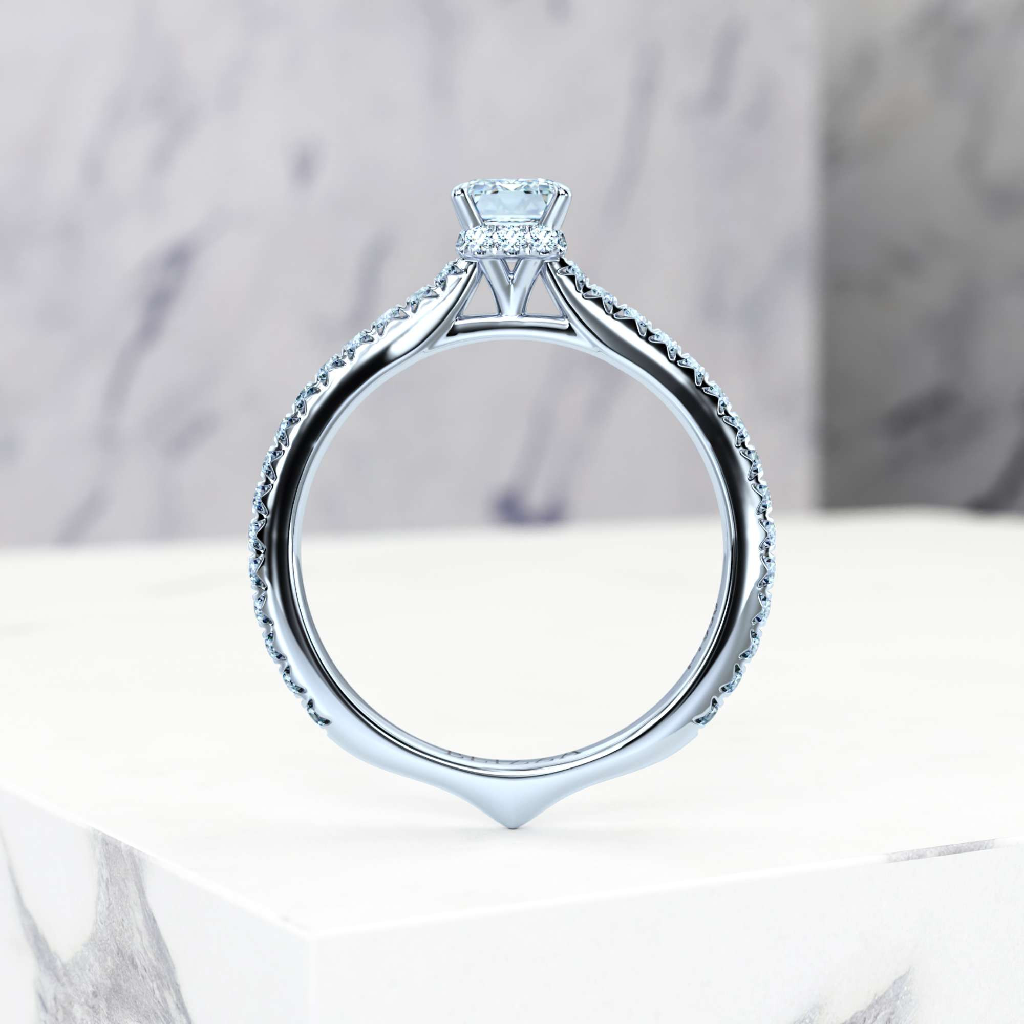 Engagement ring Elizabet Emerald | GIA Certified | Natural diamond | Emerald | Platinum | 0.30ct SI1 H | 4