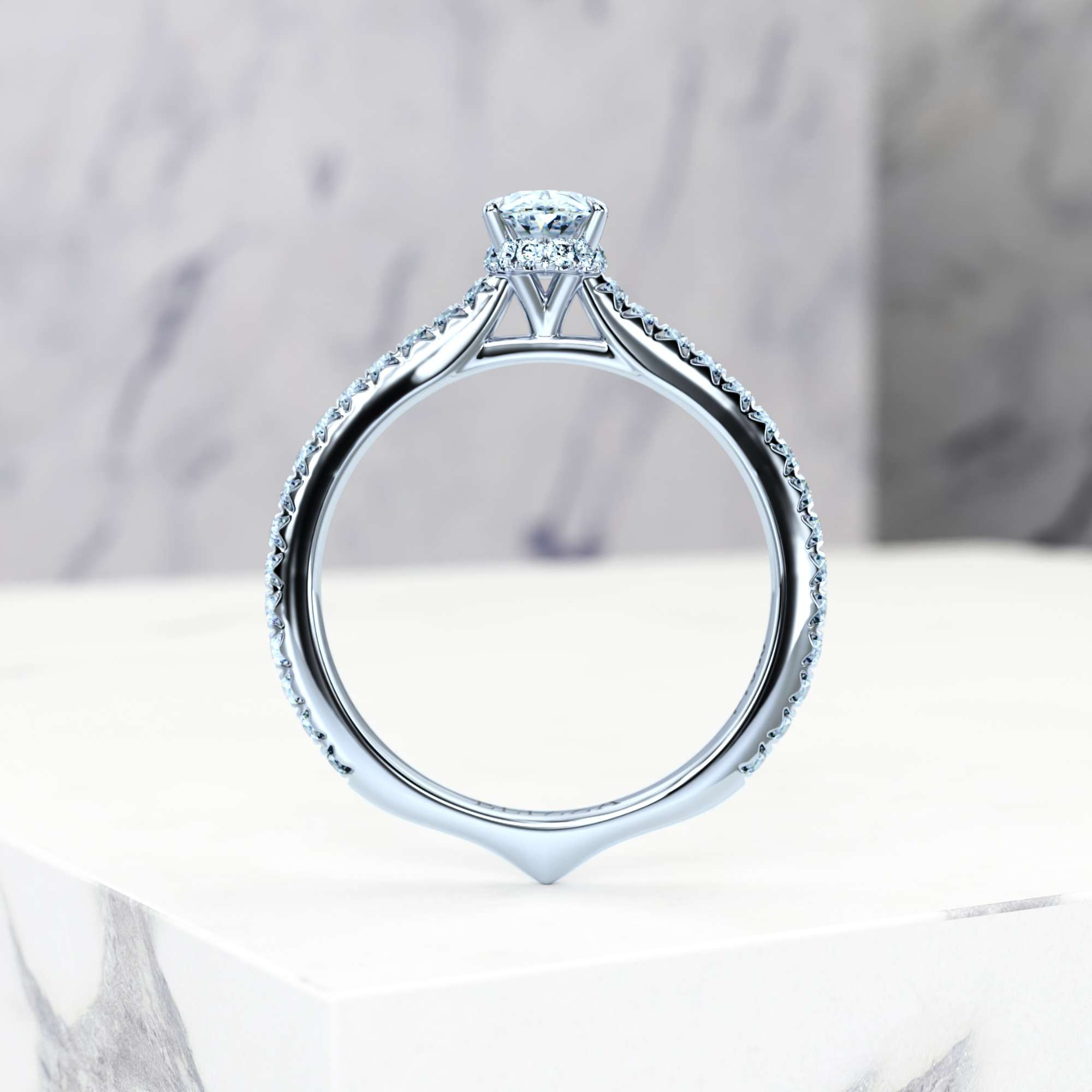Engagement ring Elizabet Oval | Oval | Platinum | Natural | EZA Certified | 0.20ct SI1 H 3