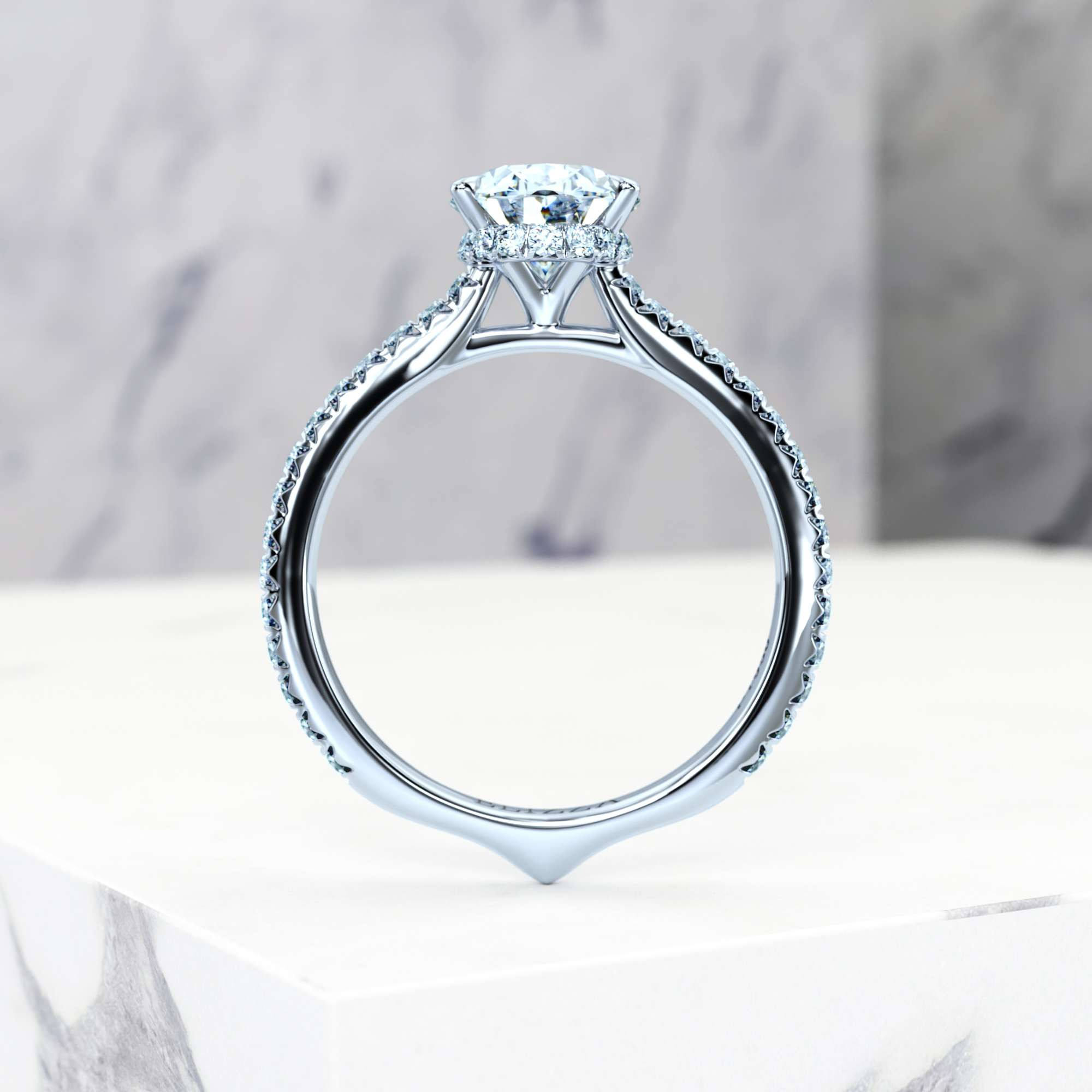 Engagement ring Elizabet Oval | Oval | Platinum | Natural | EZA Certified | 0.20ct SI1 H 4