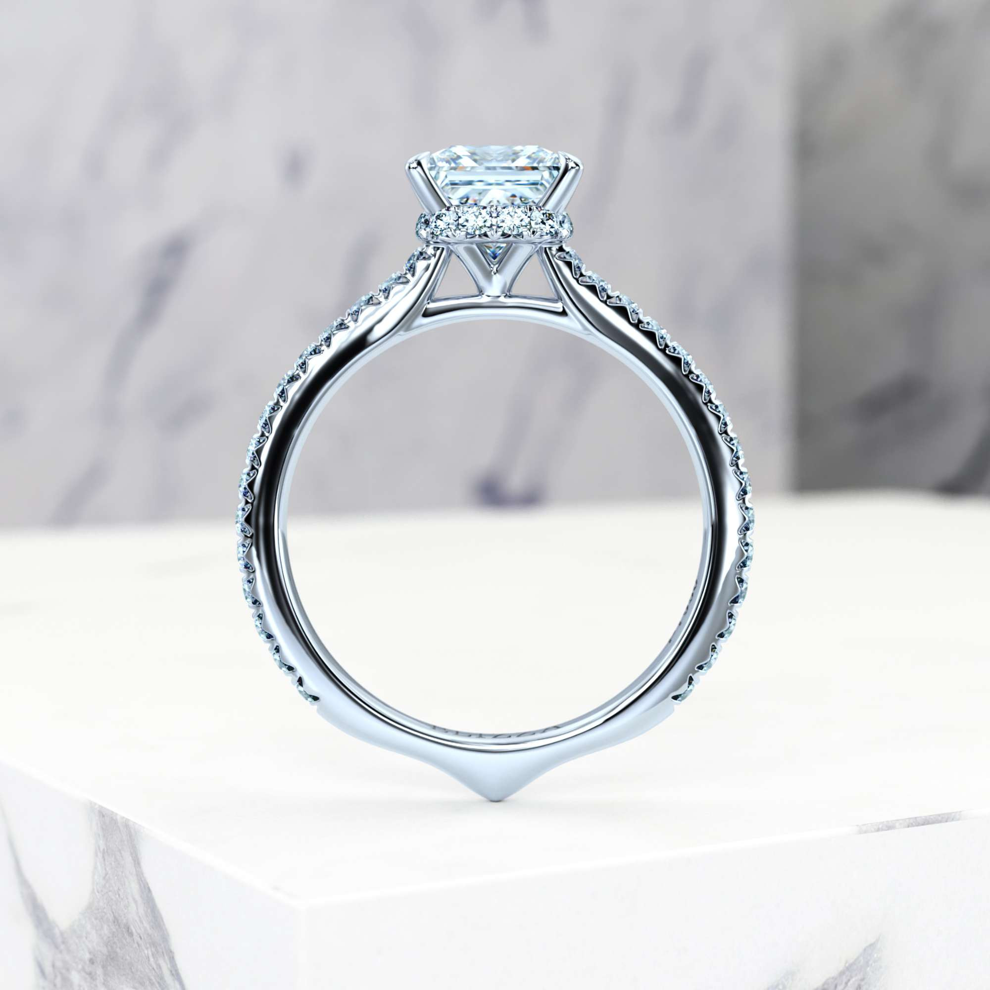 Engagement ring Elizabet Princess | GIA Certified | Natural diamond | Princess | Platinum | 0.30ct SI1 H | 4
