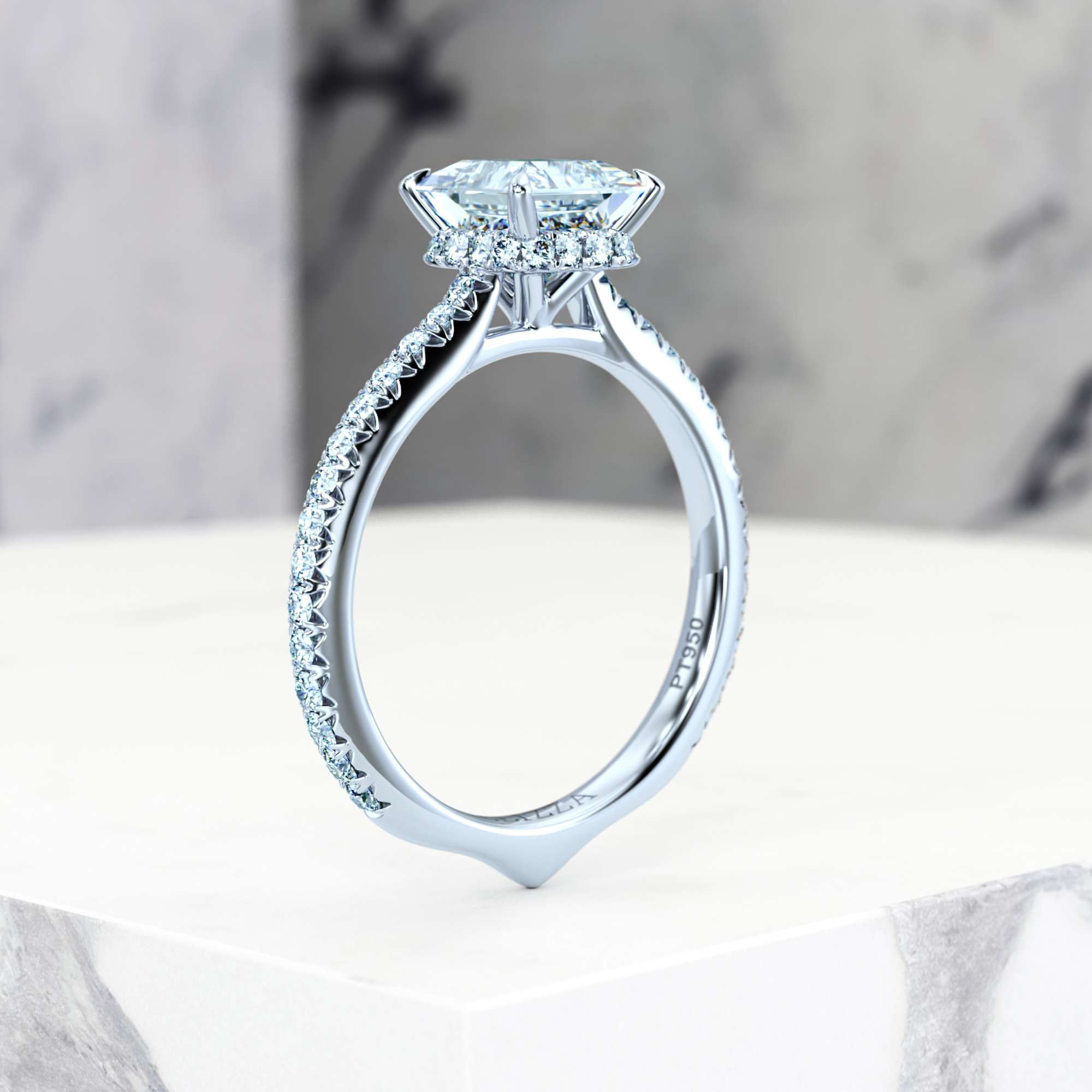 Engagement ring Elizabet Princess | GIA Certified | Natural diamond | Princess | Platinum | 0.30ct SI1 H | 6