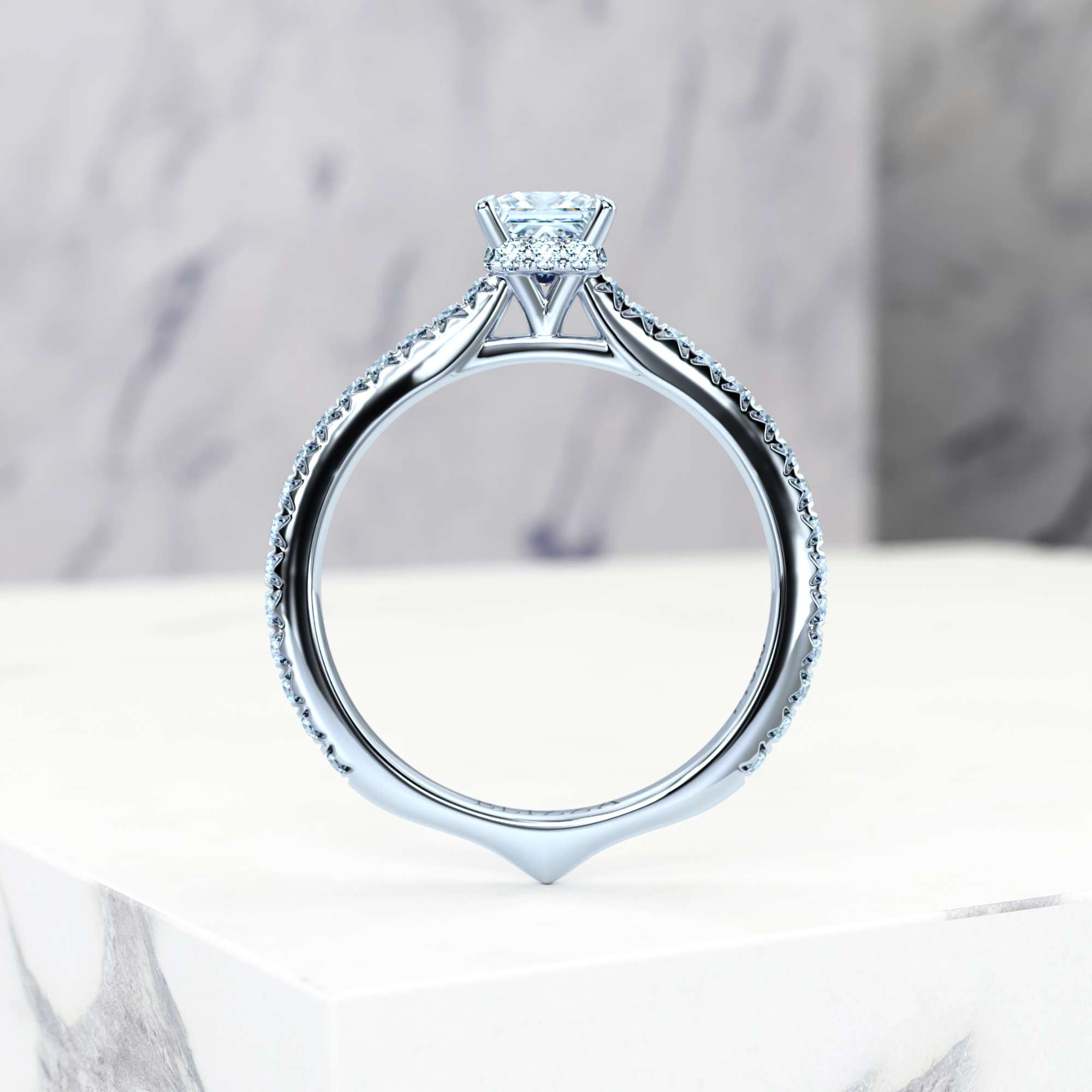 Engagement ring Elizabet Princess | GIA Certified | Natural diamond | Princess | Platinum | 0.30ct SI1 H | 3