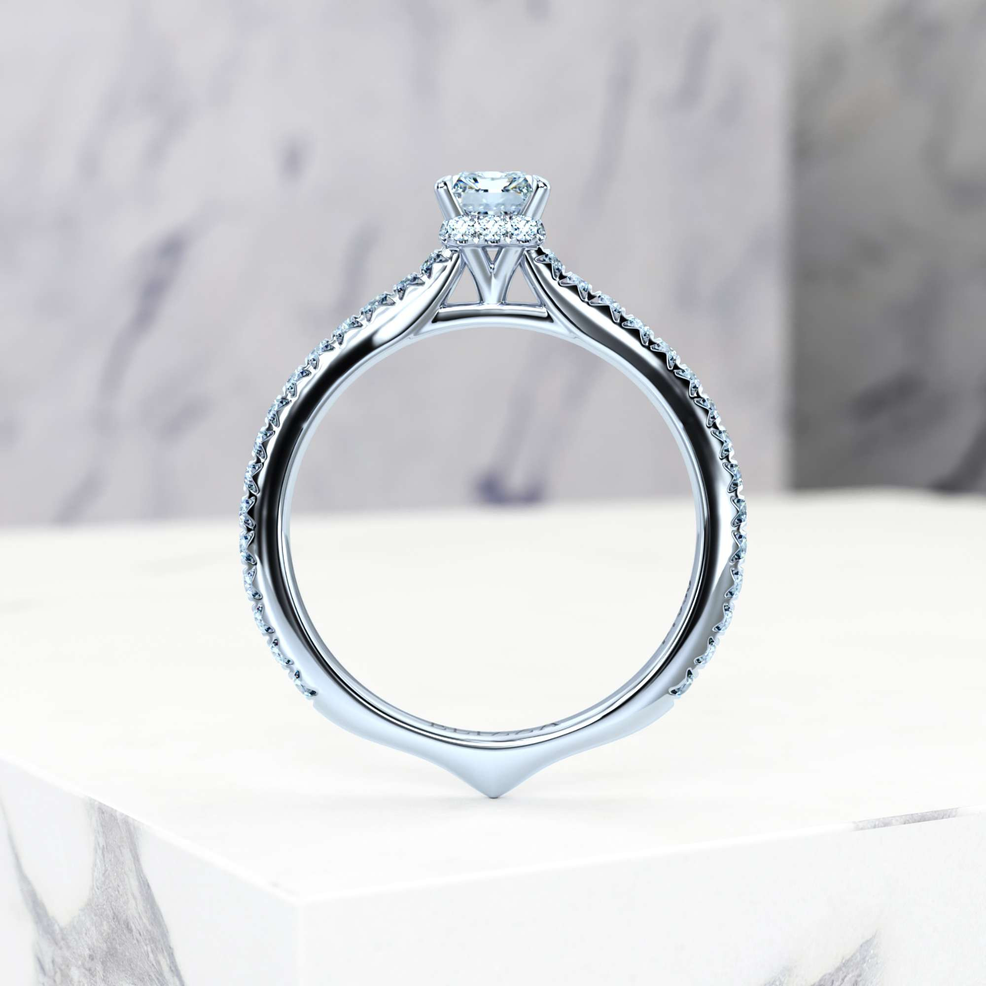 Engagement ring Elizabet Radiant | Radiant | Platinum | Natural | GIA Certified | 0.30ct SI1 H 4