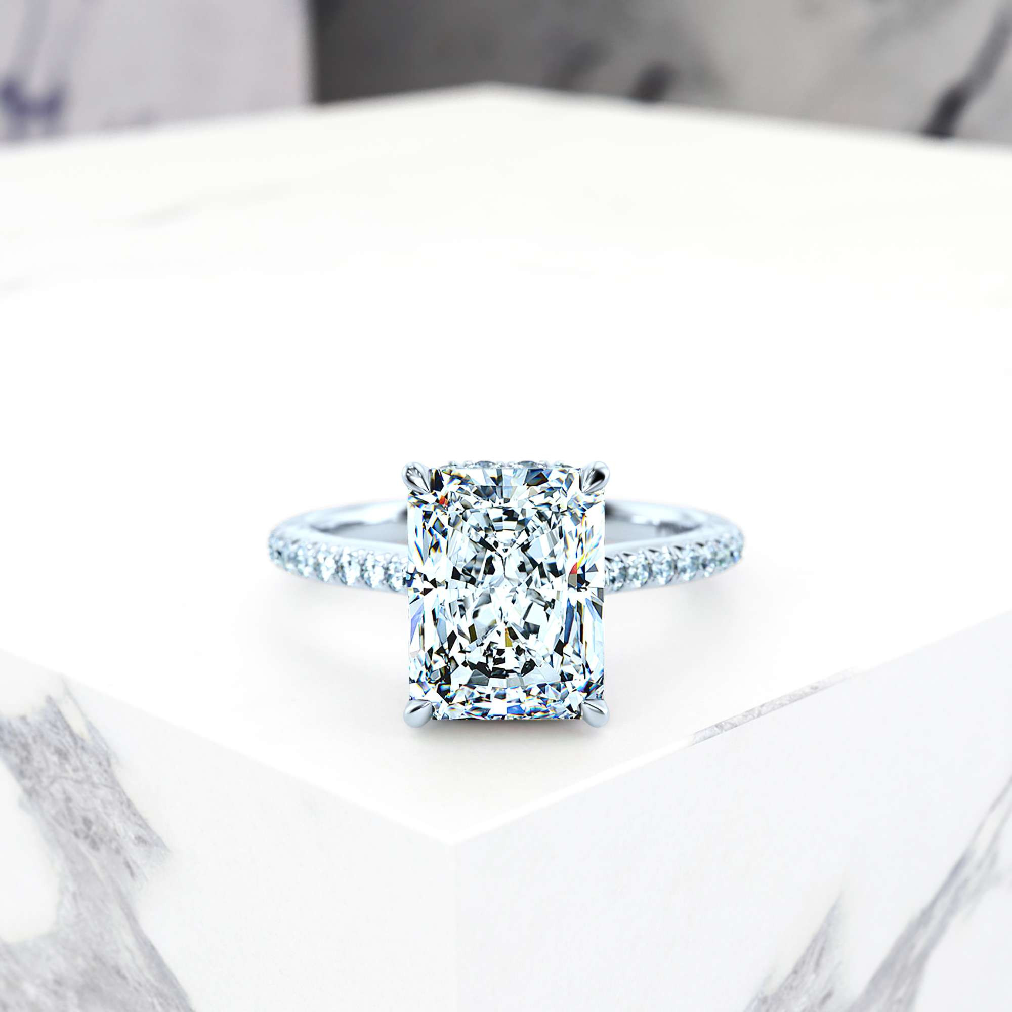 Engagement ring Elizabet Radiant | Radiant | Platinum | Natural | GIA Certified | 0.30ct SI1 H 3