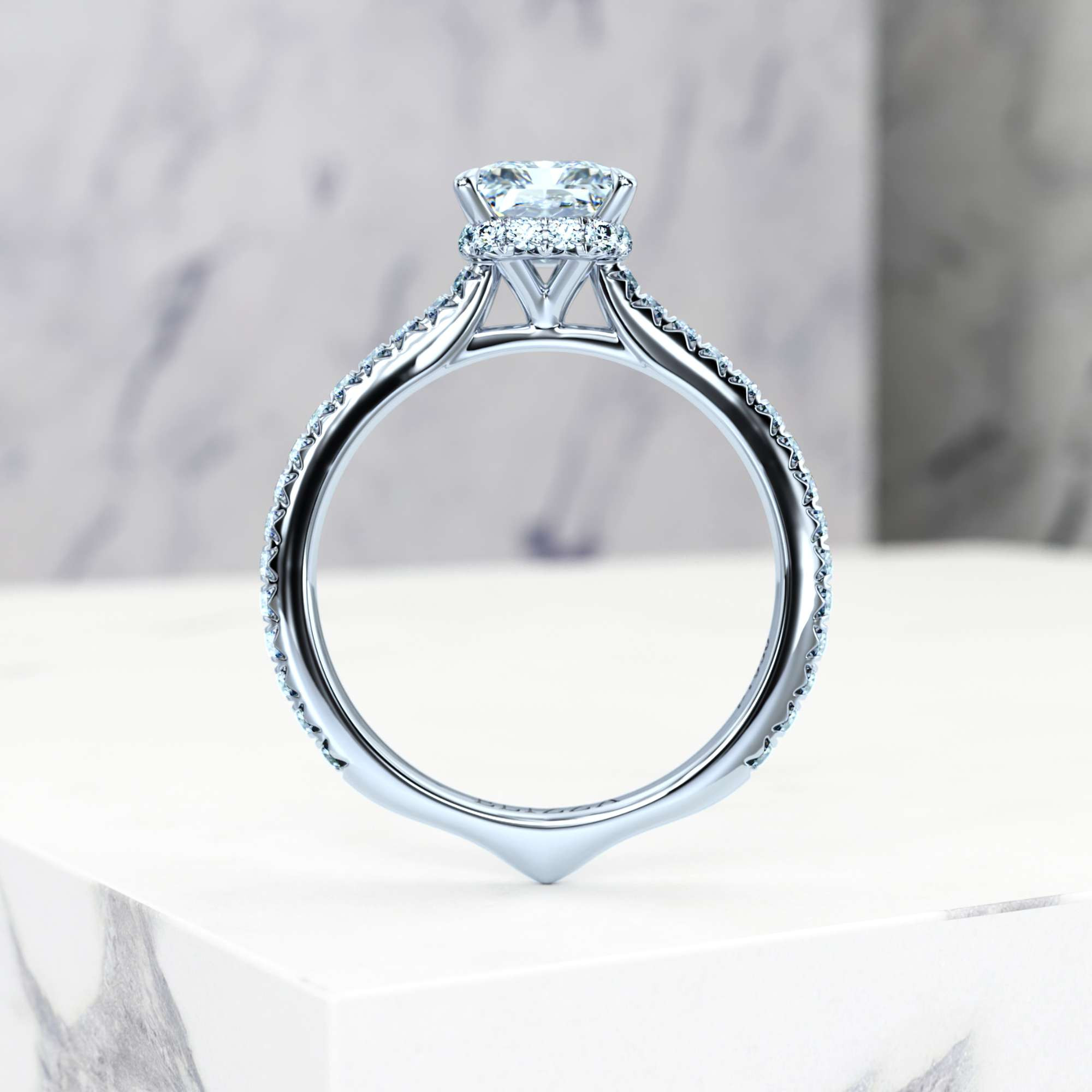 Engagement ring Elizabet Radiant | Radiant | Platinum | Natural | EZA Certified | 0.20ct SI1 H 5