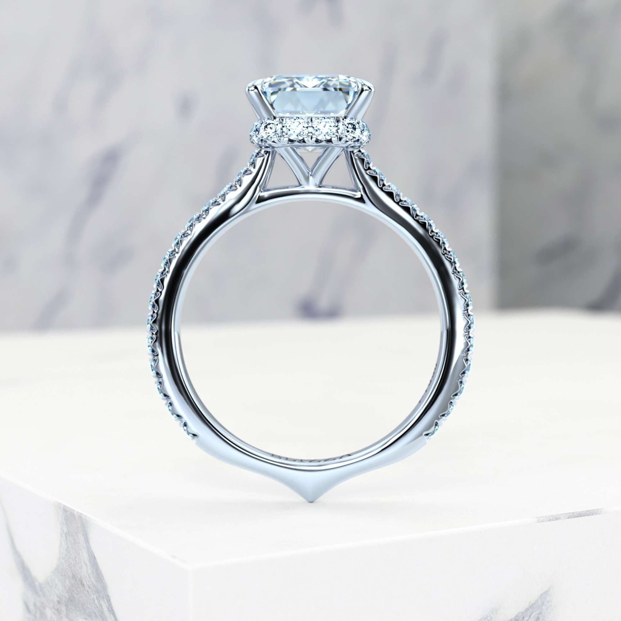 Engagement ring Elizabet Radiant | Radiant | Platinum | Natural | GIA Certified | 0.30ct SI1 H 6