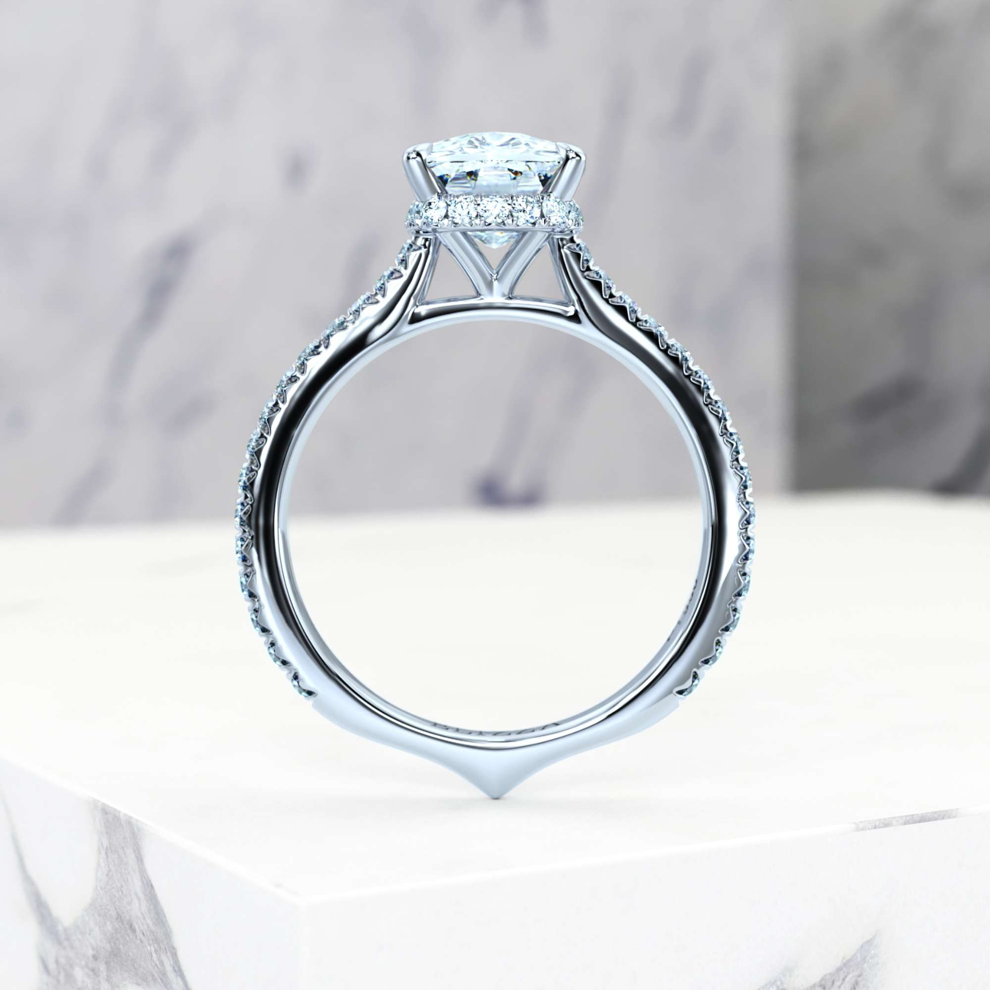 Engagement ring Elizabet Rectangle Cushion | Rectangle cushion | Platinum | Natural | EZA Certified | 0.20ct SI1 H 6