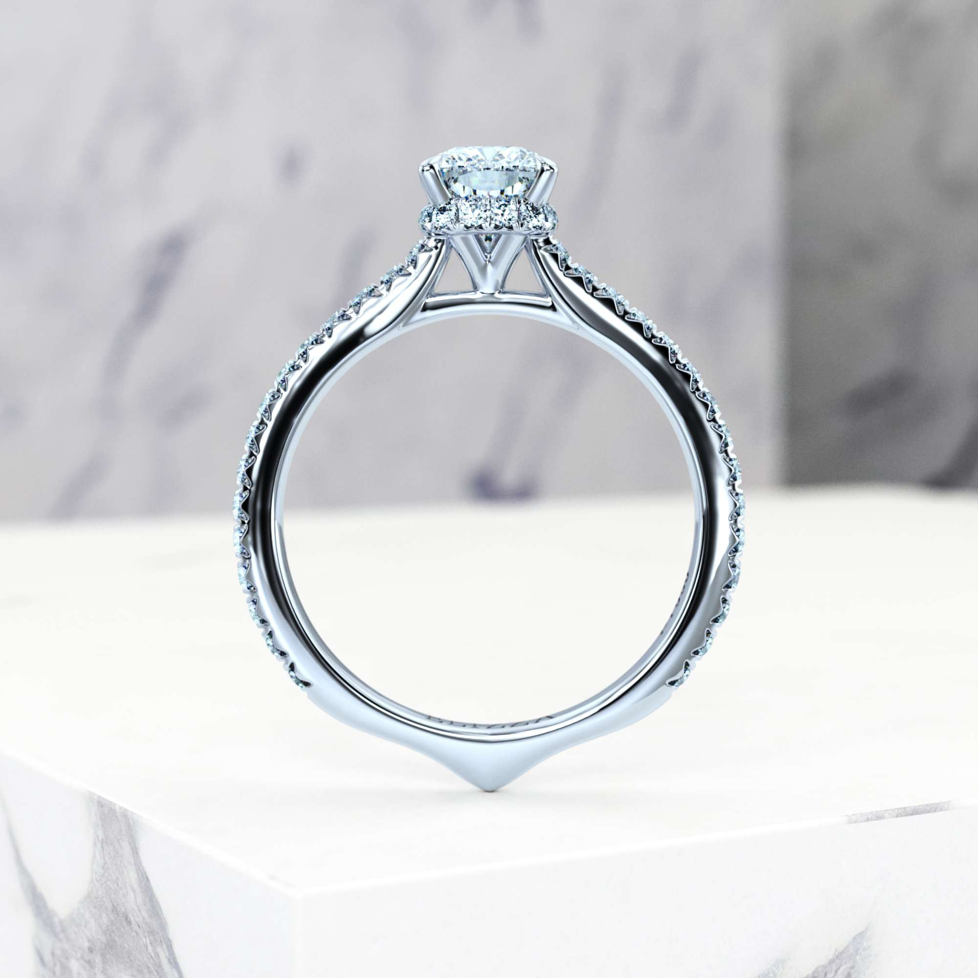 Engagement ring Elizabet Rectangle Cushion | Rectangle cushion | Platinum | Natural | EZA Certified | 0.20ct SI1 H 5