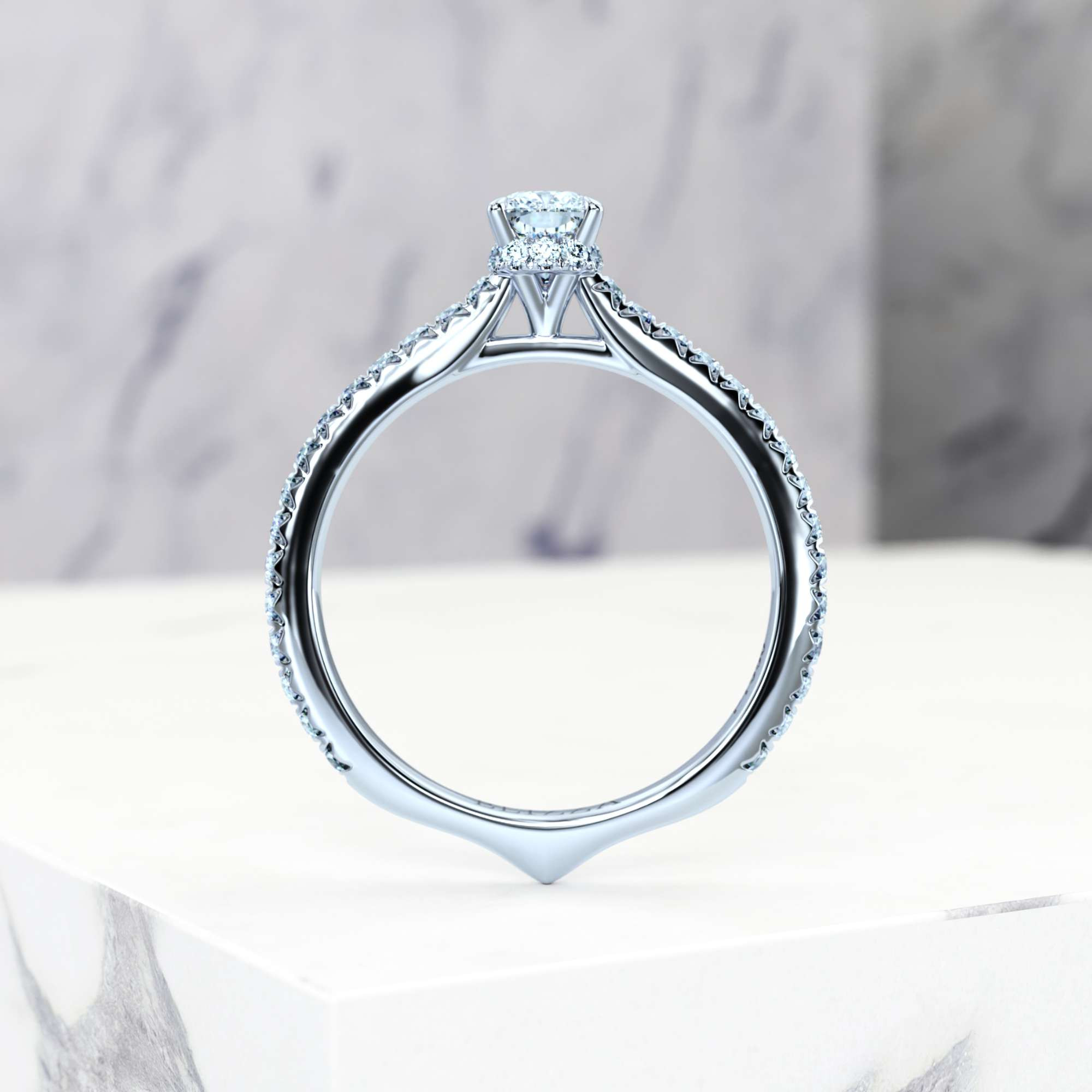 Engagement ring Elizabet Rectangle Cushion | Rectangle cushion | Platinum | Natural | EZA Certified | 0.20ct SI1 H 4