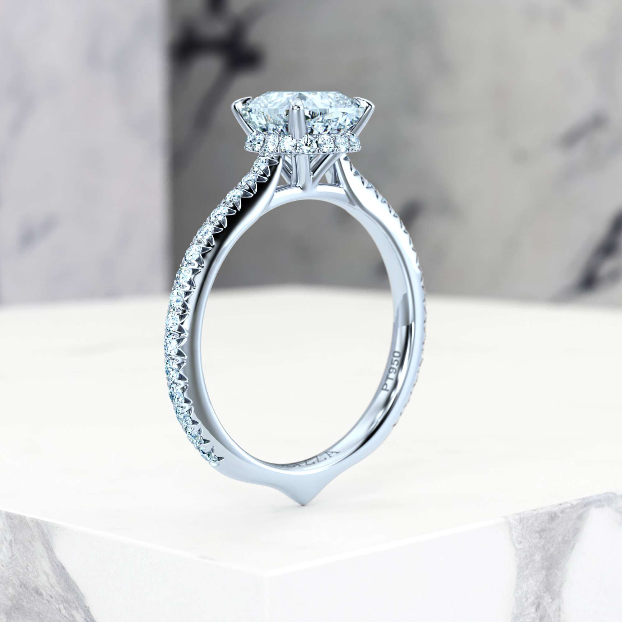 Engagement ring Elizabet Square Cushion | GIA Certified | Natural diamond | Square cushion | Platinum | 0.30ct SI1 H | 6