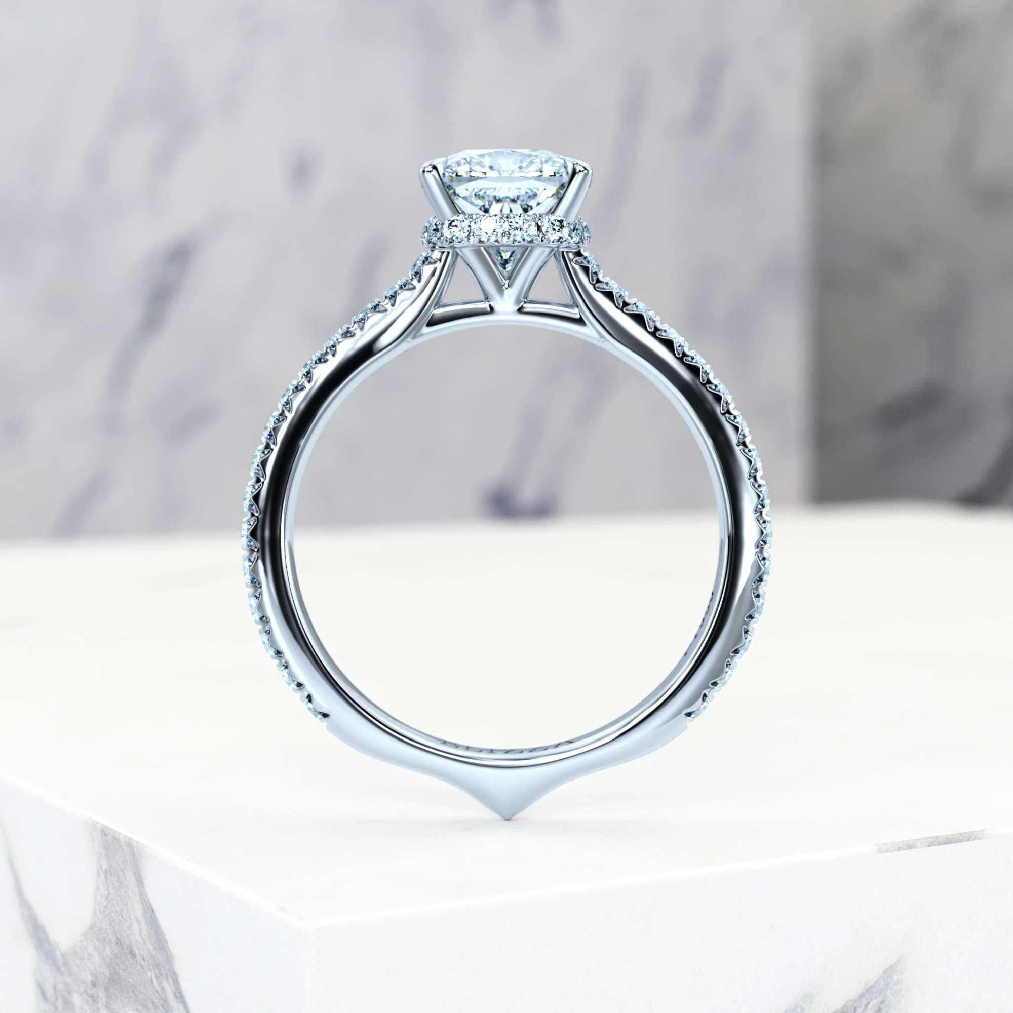 Engagement ring Elizabet Square Cushion | GIA Certified | Natural diamond | Square cushion | Platinum | 0.30ct SI1 H | 4