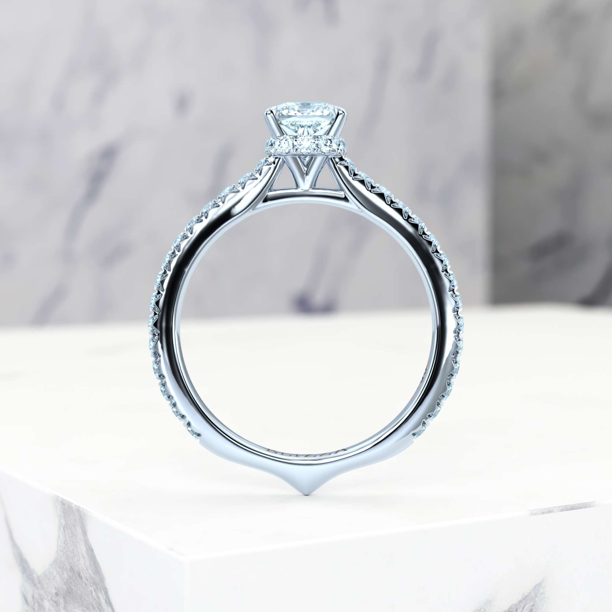 Engagement ring Elizabet Square Cushion | GIA Certified | Natural diamond | Square cushion | Platinum | 0.30ct SI1 H | 3