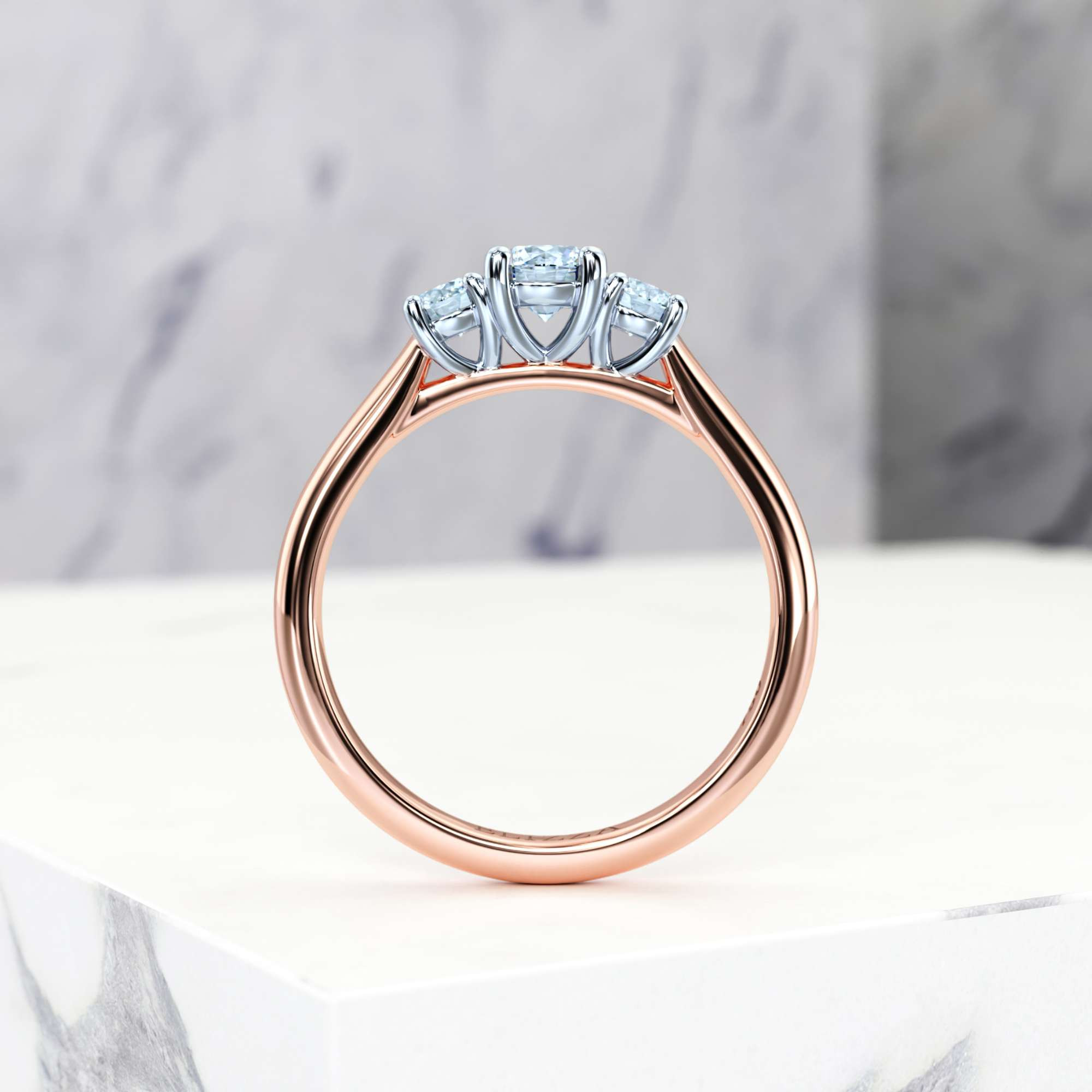Engagement ring Eluana Round | Round | 14K Rose / White gold | Natural | GIA Certified | 0.30ct SI1 H 4