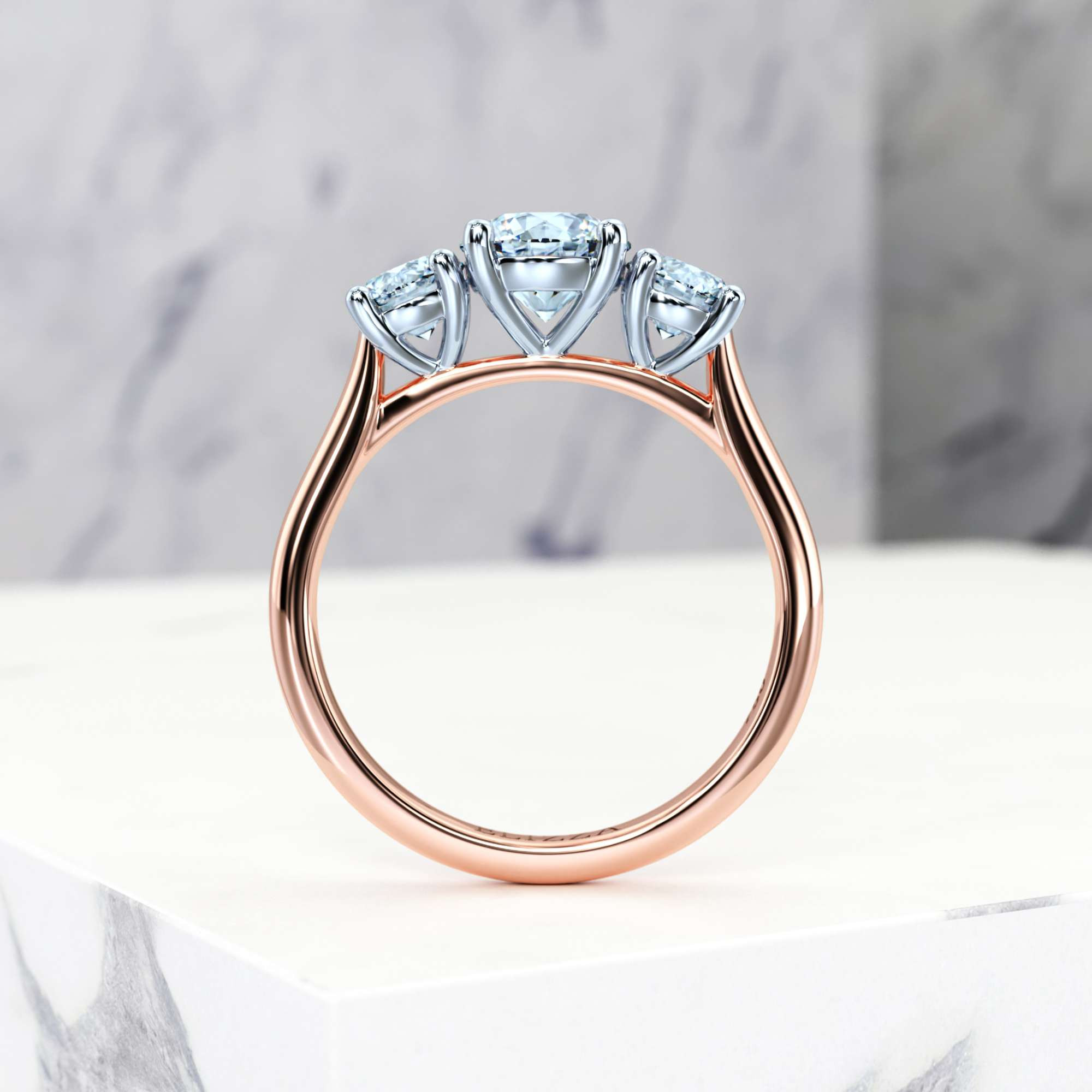 Engagement ring Eluana Round | Round | 14K Rose / White gold | Natural | GIA Certified | 0.30ct SI1 H 5